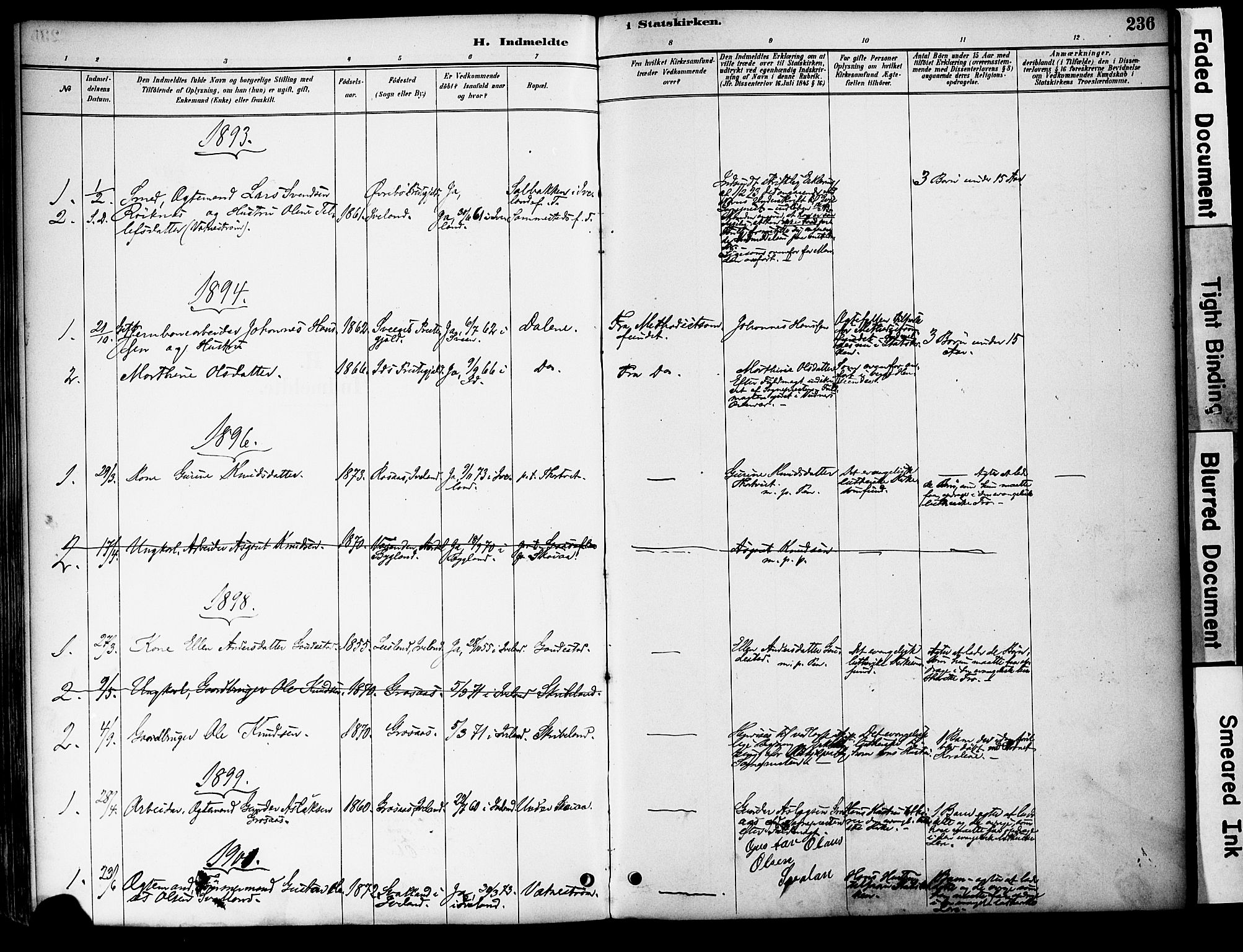 Evje sokneprestkontor, AV/SAK-1111-0008/F/Fa/Fac/L0003: Parish register (official) no. A 3, 1884-1909, p. 236