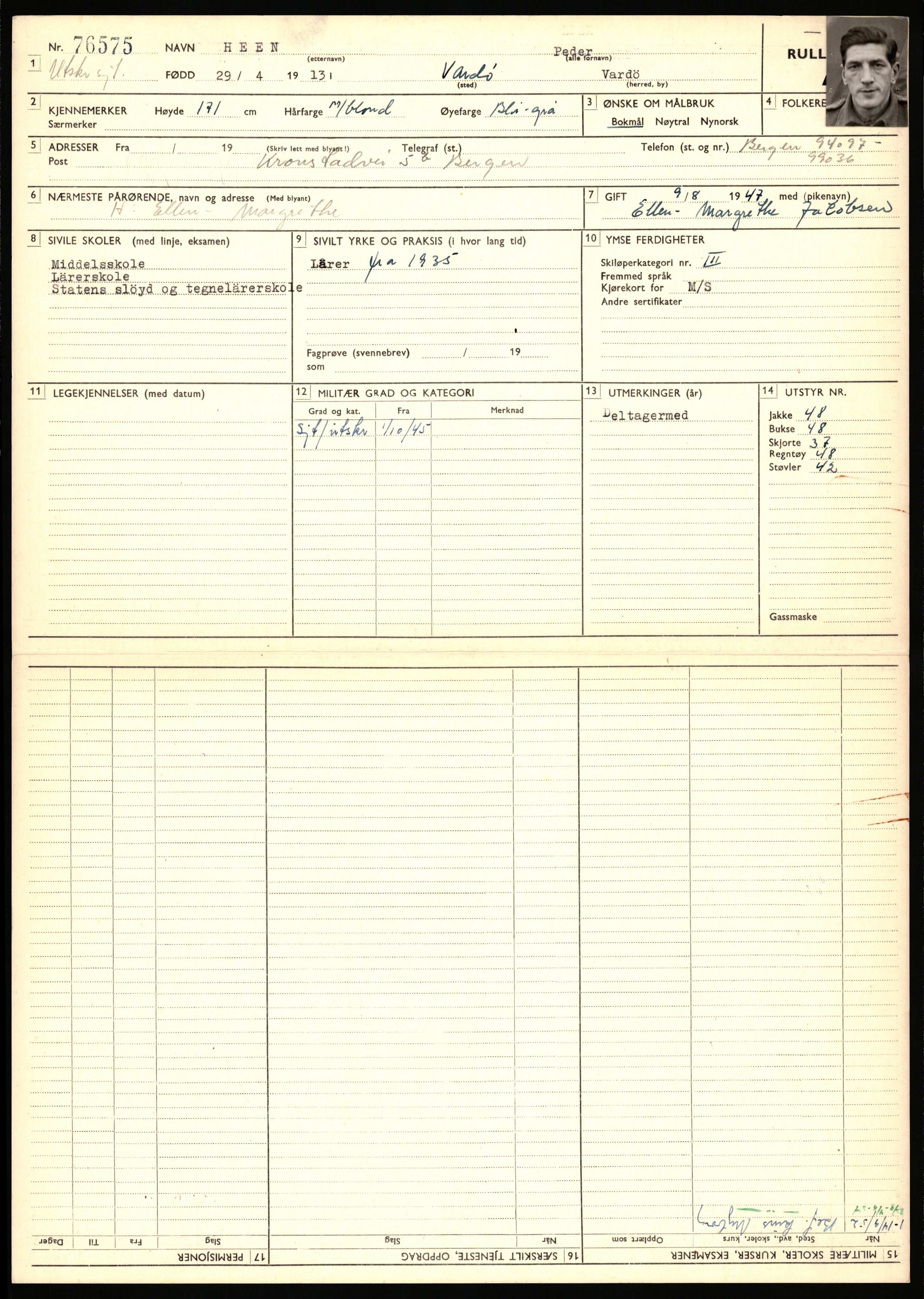 Forsvaret, Varanger bataljon, AV/RA-RAFA-2258/1/D/L0455: Rulleblad og tjenesteuttalelser for befal født 1894-1896, 1901-1909 og 1911-1915, 1894-1915, p. 338