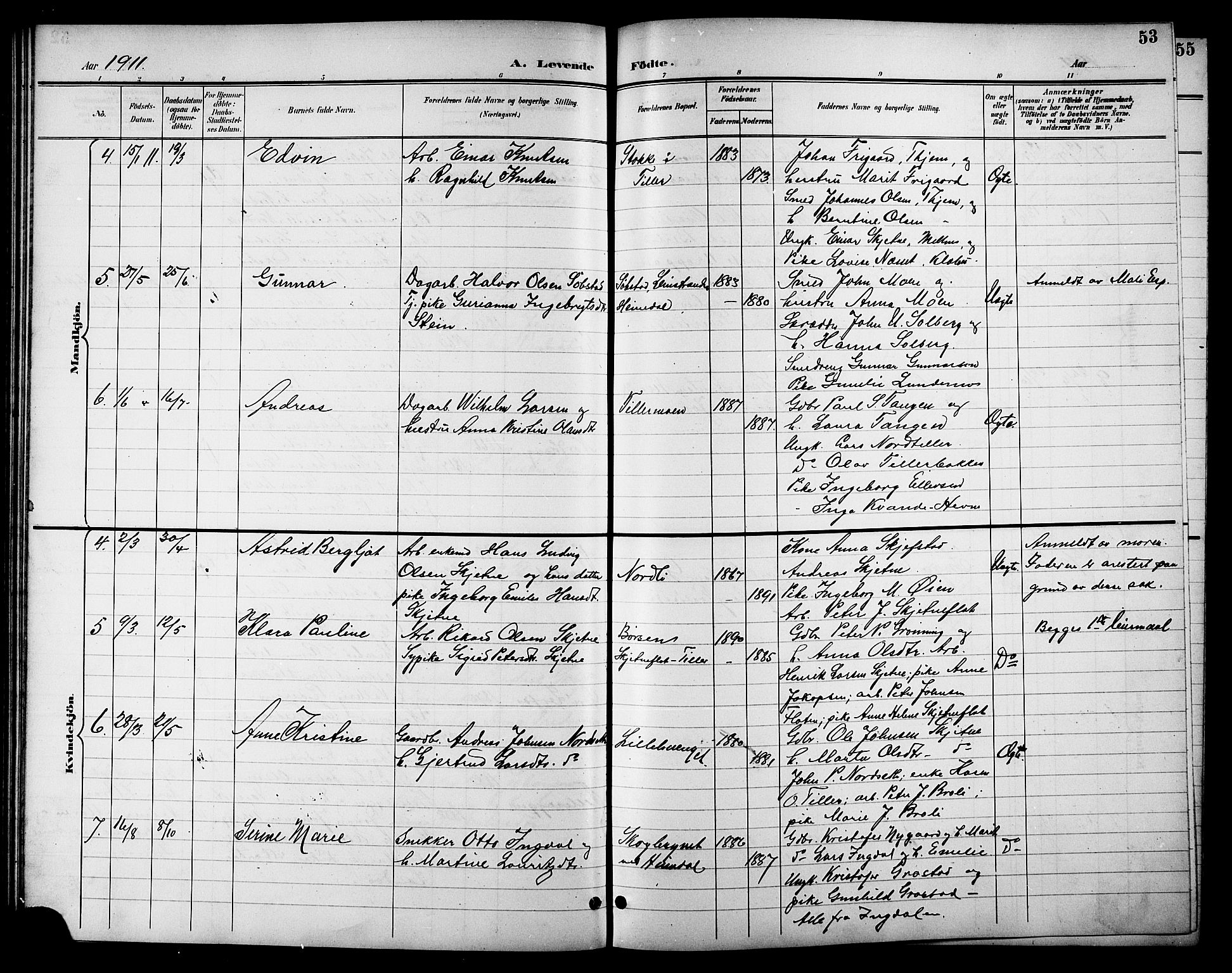 Ministerialprotokoller, klokkerbøker og fødselsregistre - Sør-Trøndelag, SAT/A-1456/621/L0460: Parish register (copy) no. 621C03, 1896-1914, p. 53