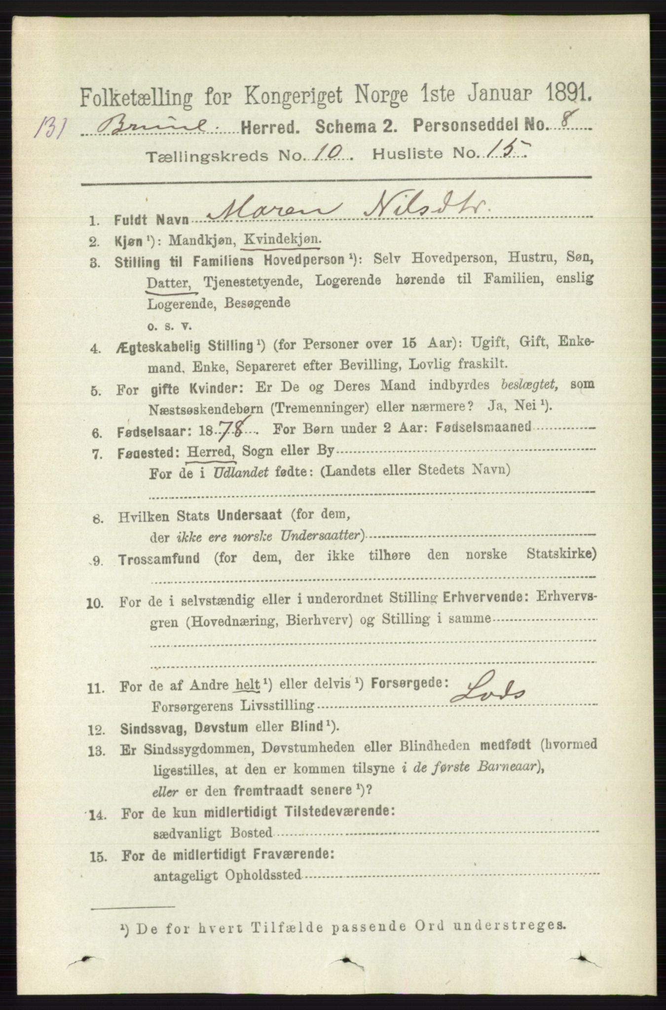 RA, 1891 census for 0726 Brunlanes, 1891, p. 4874