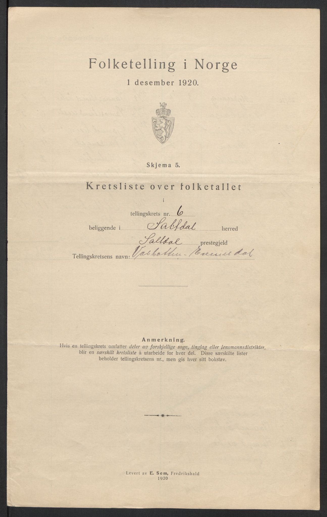 SAT, 1920 census for Saltdal, 1920, p. 44