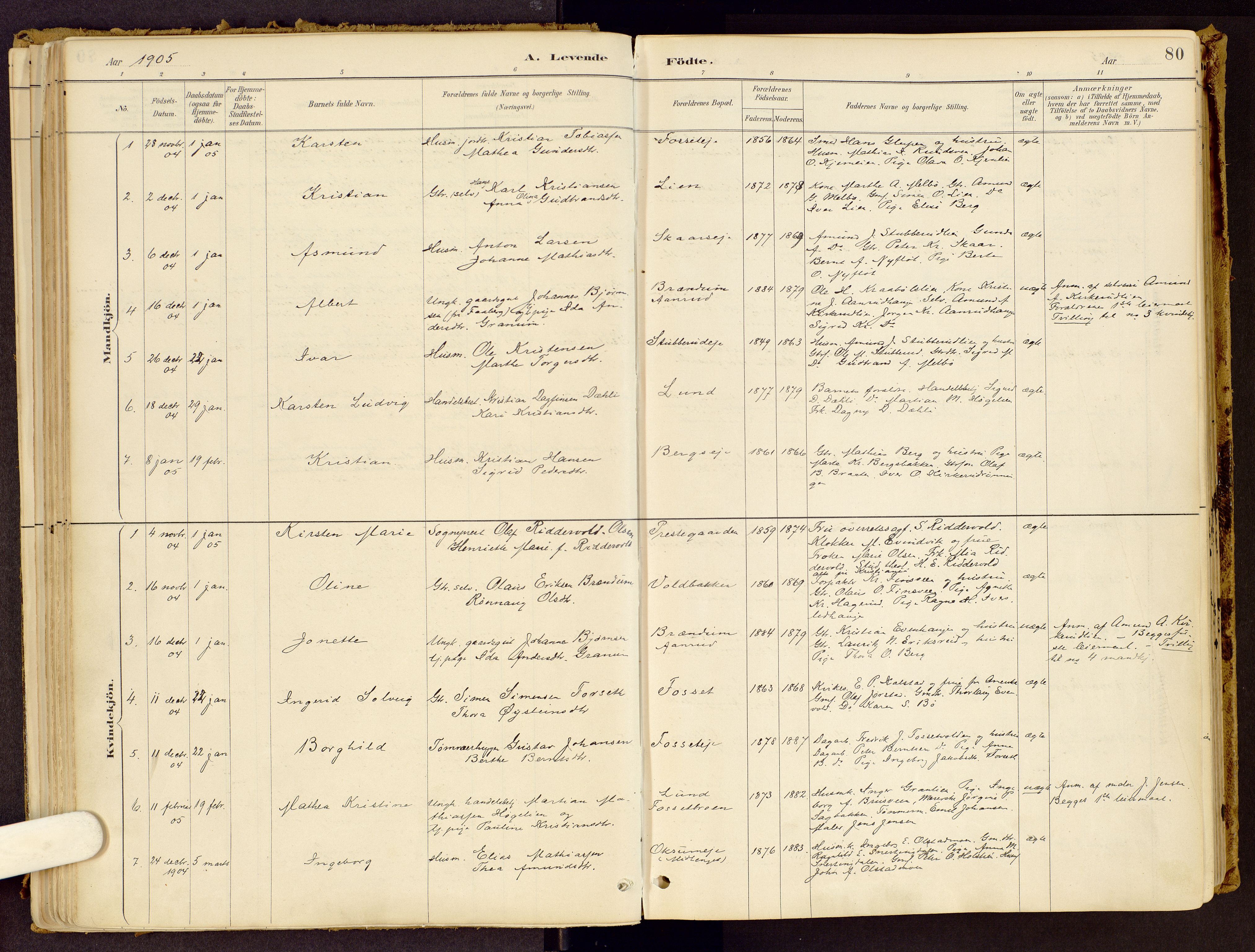 Vestre Gausdal prestekontor, SAH/PREST-094/H/Ha/Haa/L0001: Parish register (official) no. 1, 1887-1914, p. 80
