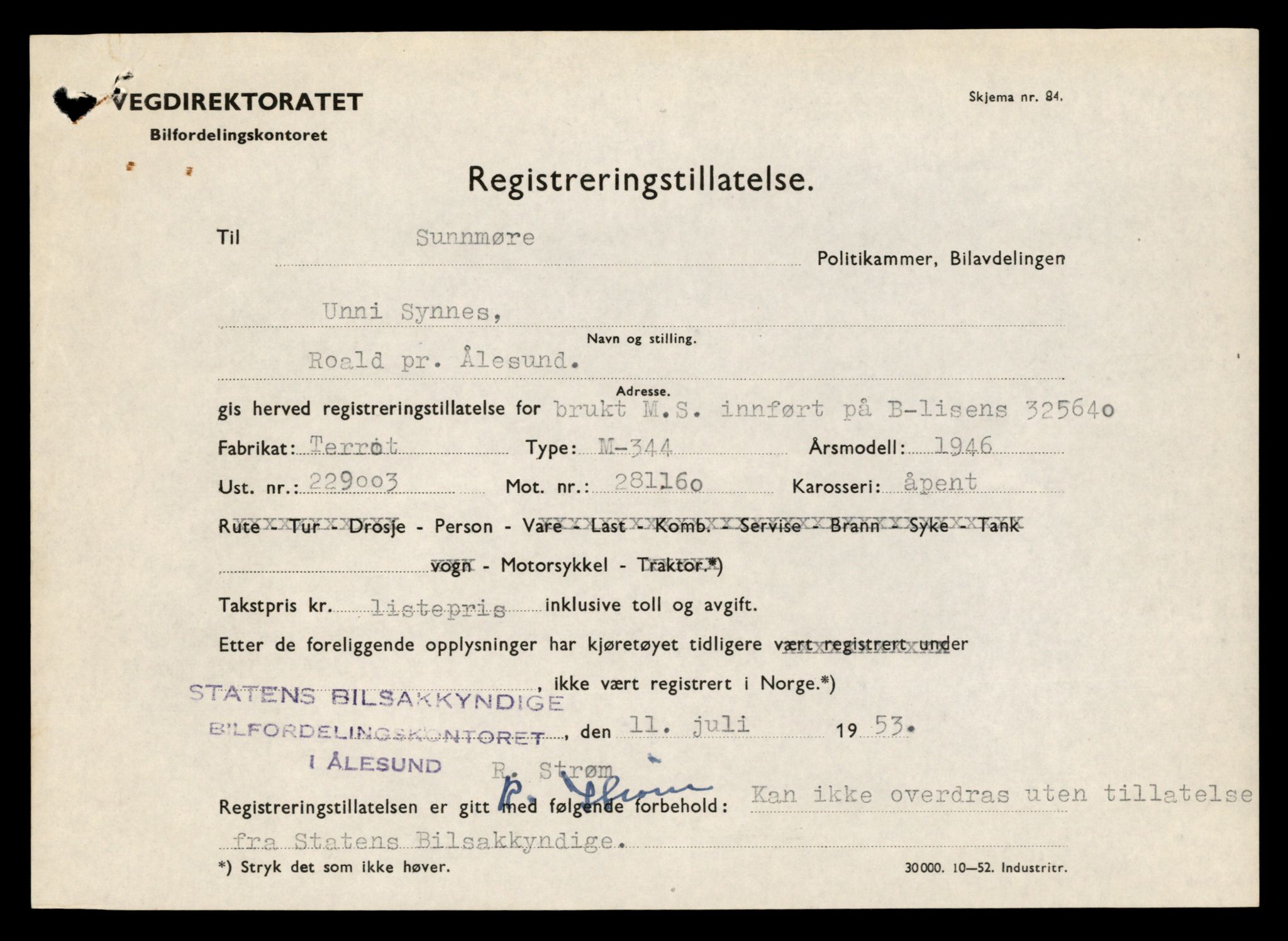 Møre og Romsdal vegkontor - Ålesund trafikkstasjon, AV/SAT-A-4099/F/Fe/L0029: Registreringskort for kjøretøy T 11430 - T 11619, 1927-1998, p. 1848
