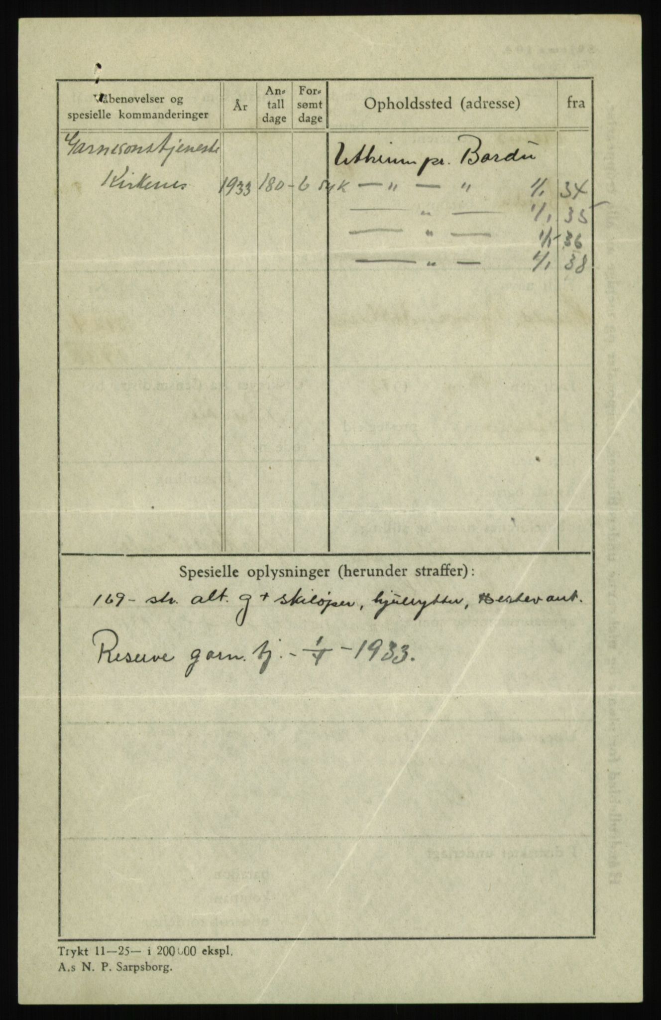 Forsvaret, Troms infanteriregiment nr. 16, AV/RA-RAFA-3146/P/Pa/L0017: Rulleblad for regimentets menige mannskaper, årsklasse 1933, 1933, p. 1330