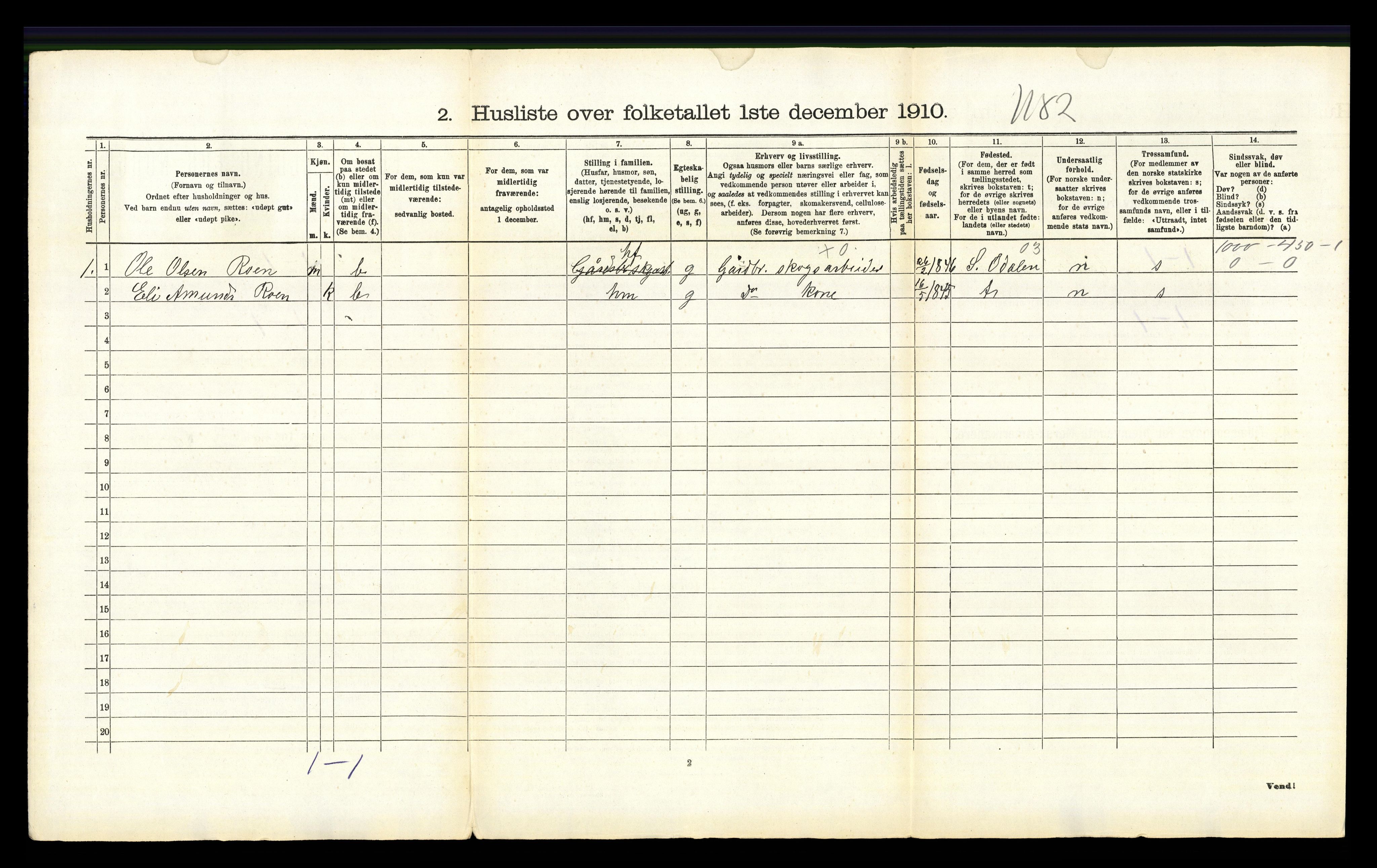 RA, 1910 census for Våler, 1910, p. 490