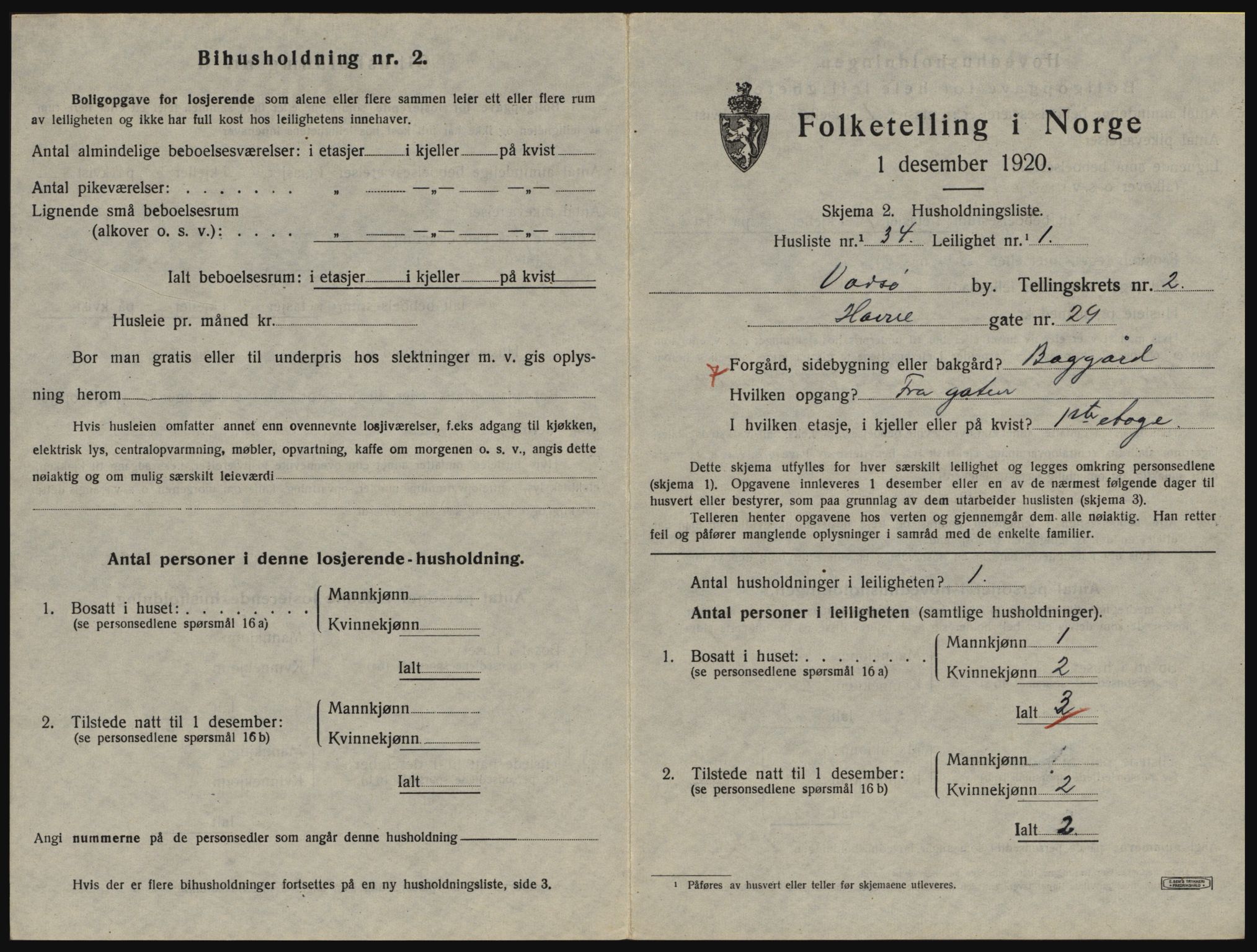 SATØ, 1920 census for Vadsø, 1920, p. 1050