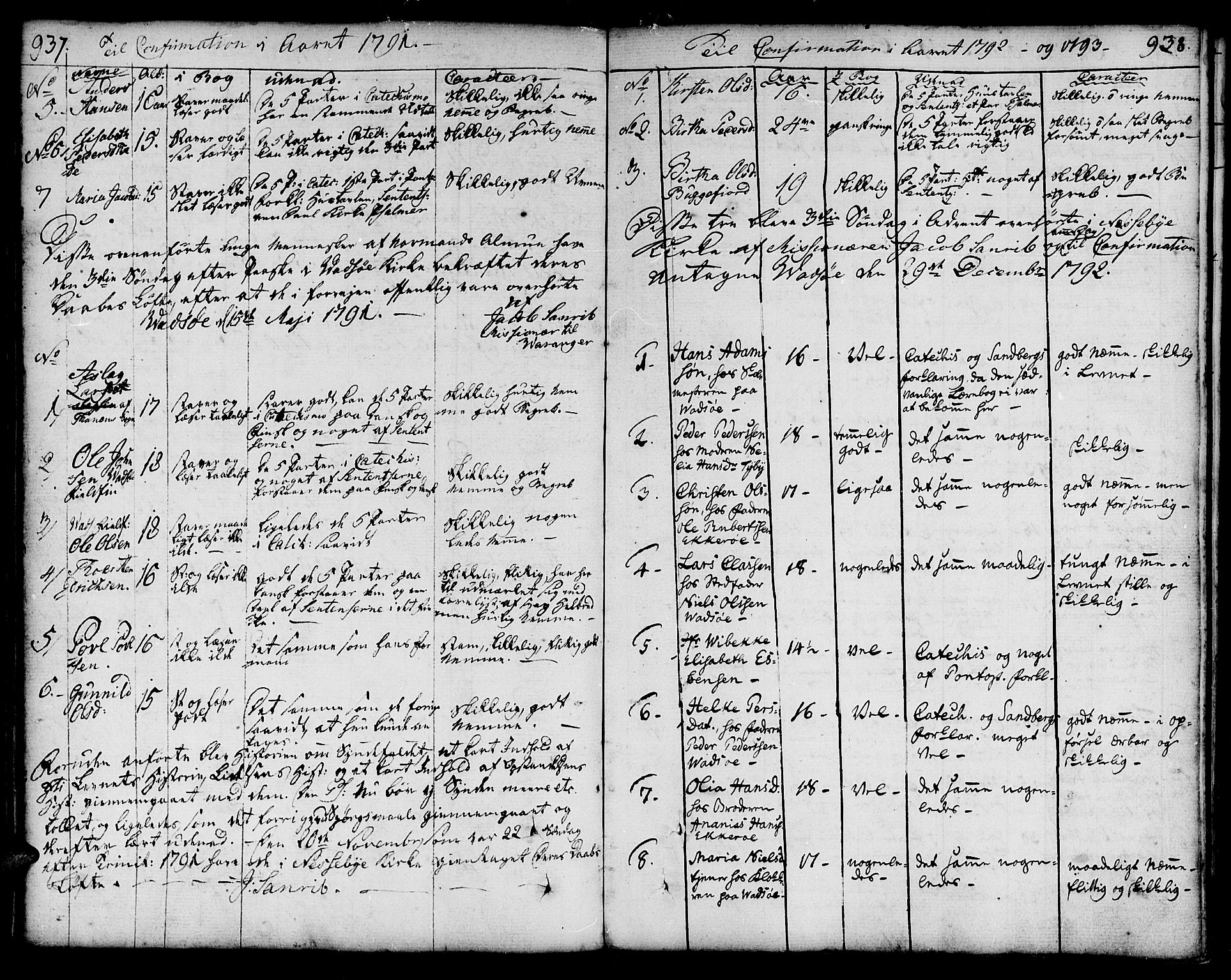 Vadsø sokneprestkontor, SATØ/S-1325/H/Ha/L0002kirke: Parish register (official) no. 2, 1764-1821, p. 937-938