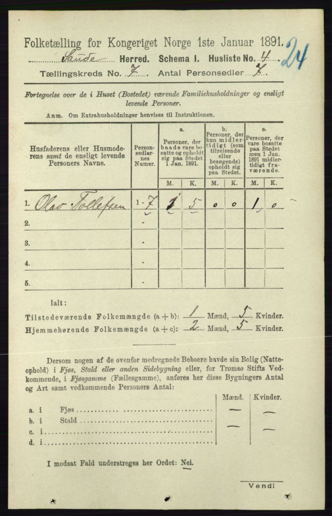 RA, 1891 census for 0822 Sauherad, 1891, p. 1987