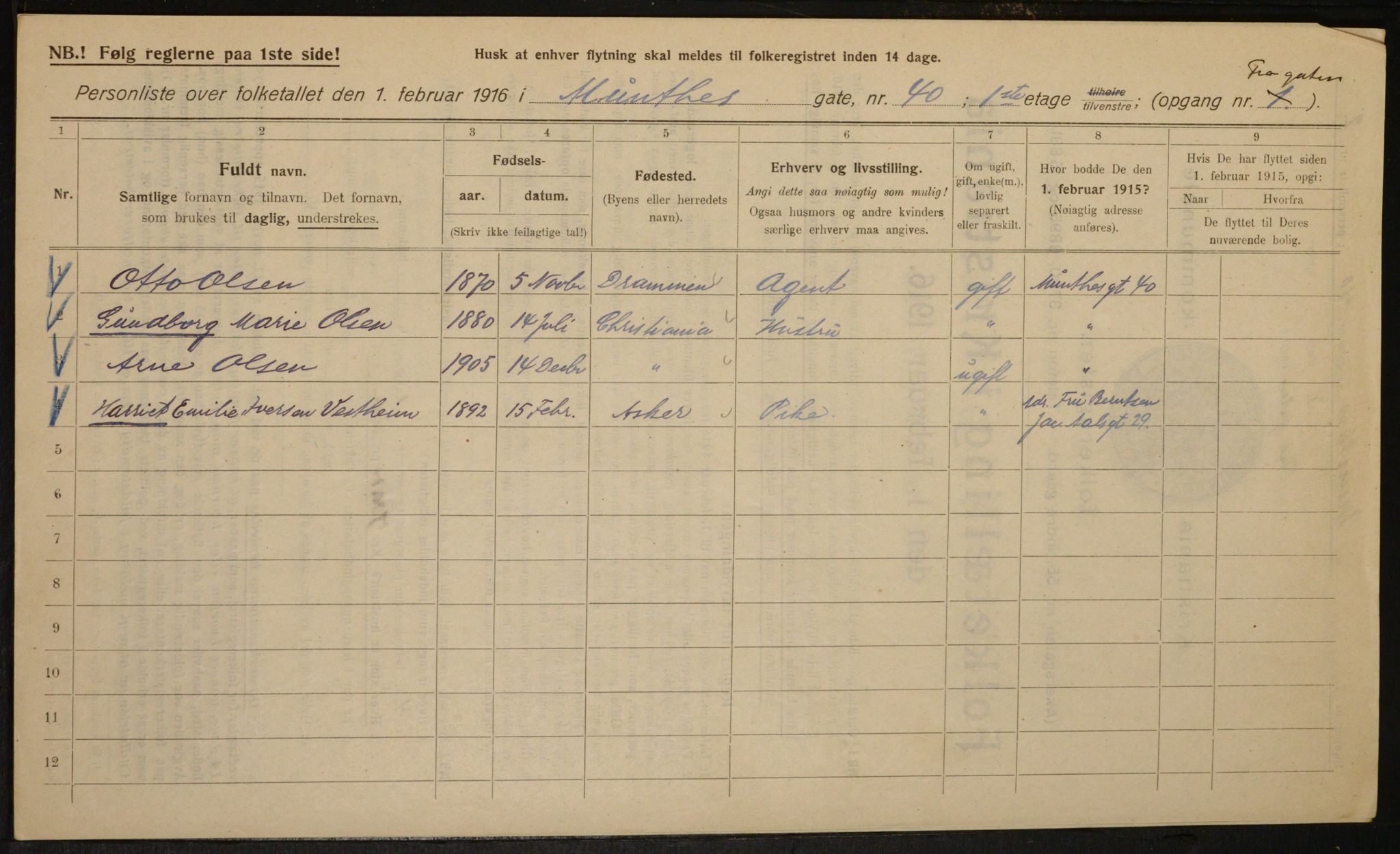 OBA, Municipal Census 1916 for Kristiania, 1916, p. 69868