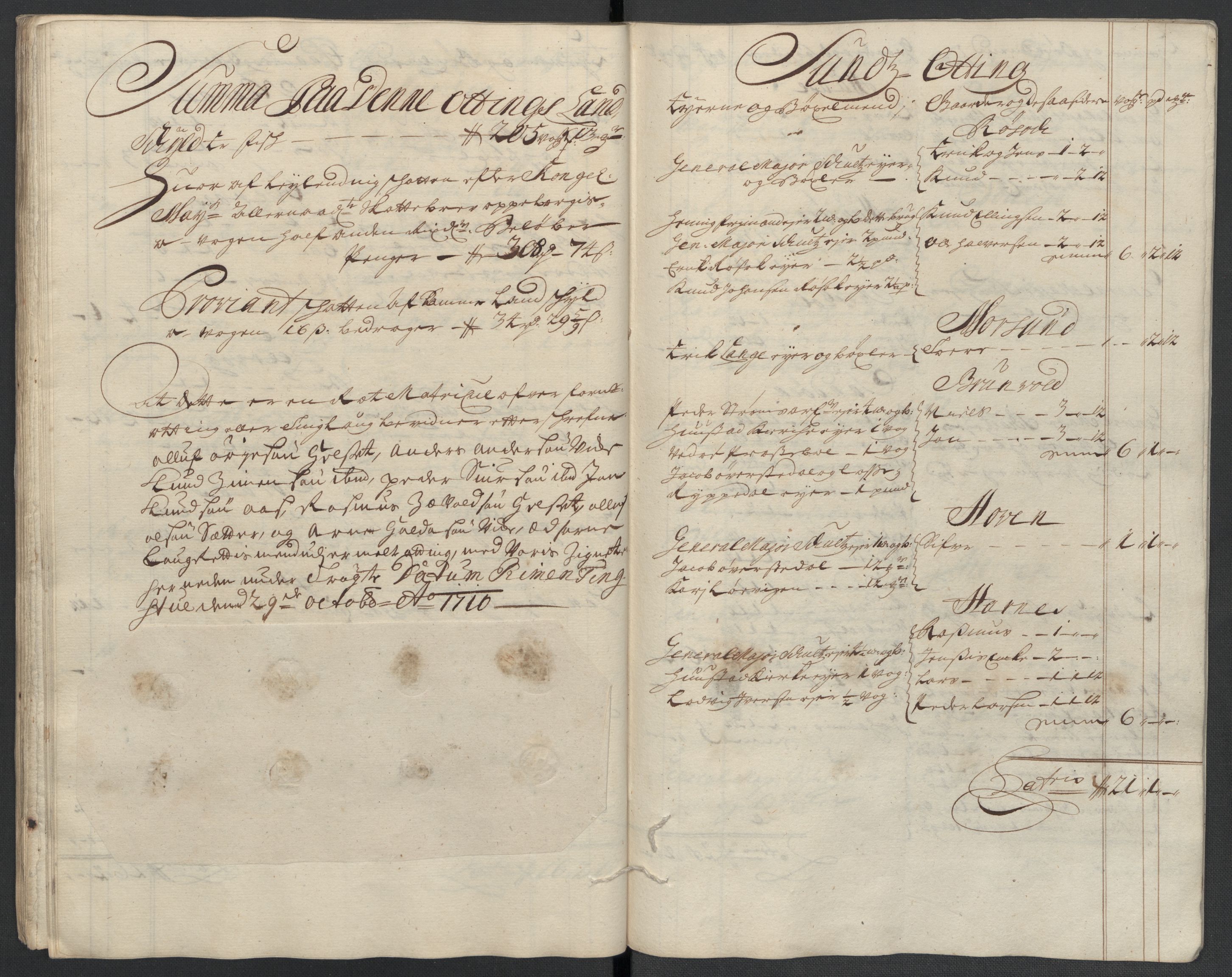 Rentekammeret inntil 1814, Reviderte regnskaper, Fogderegnskap, RA/EA-4092/R55/L3659: Fogderegnskap Romsdal, 1709-1710, p. 320