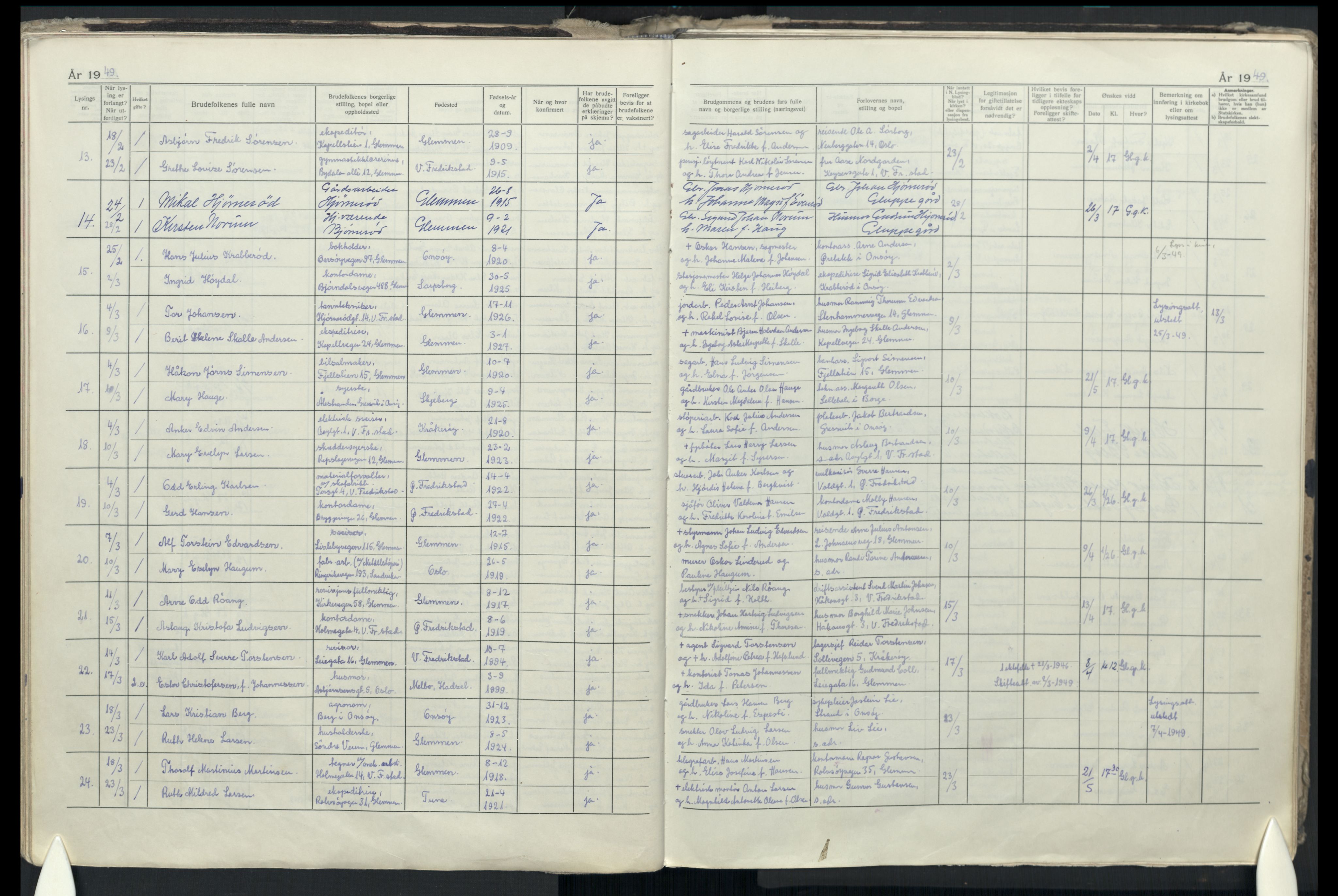 Glemmen prestekontor Kirkebøker, AV/SAO-A-10908/H/Ha/L0004: Banns register no. 4, 1942-1965