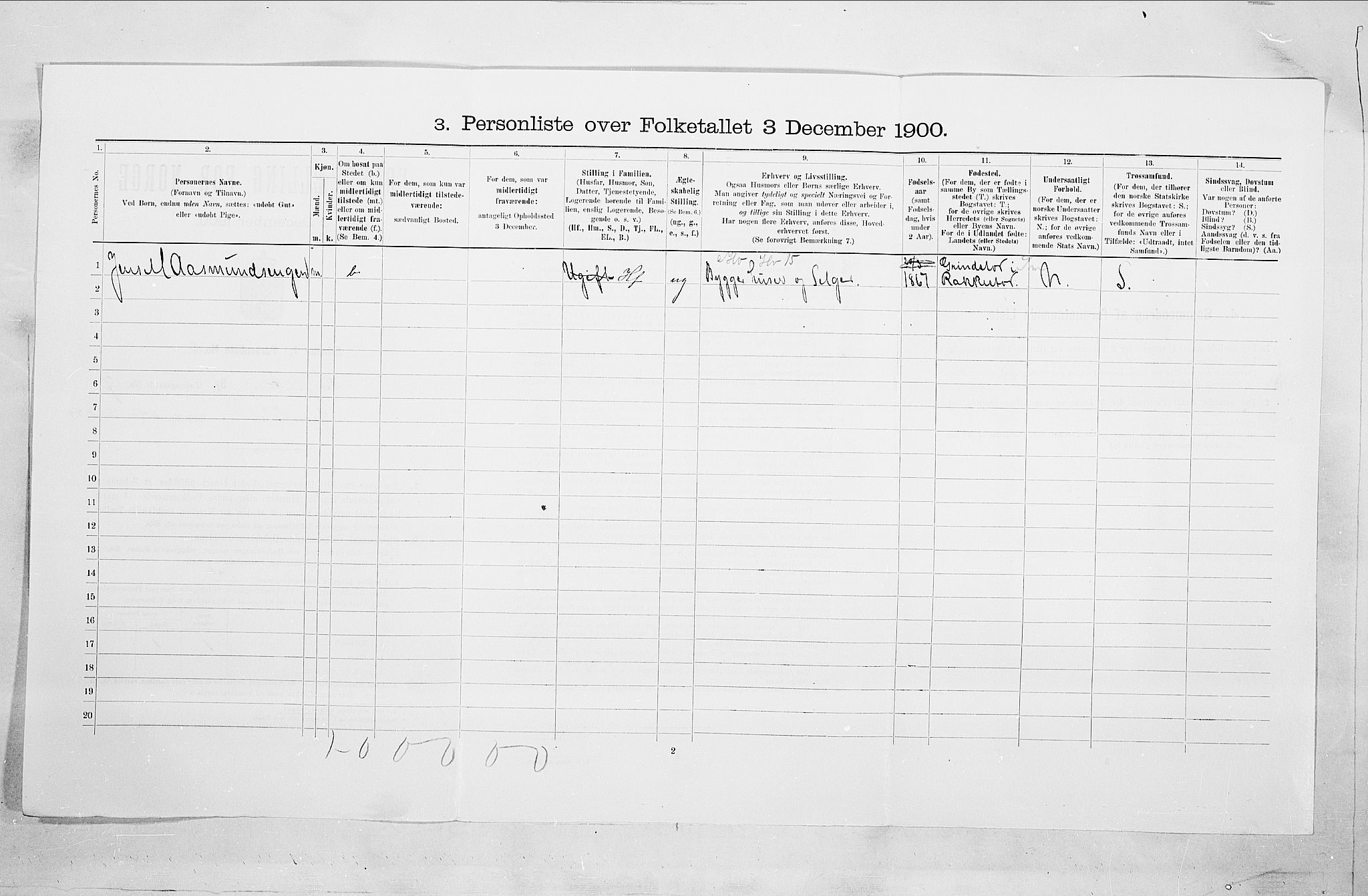 SAO, 1900 census for Sarpsborg, 1900