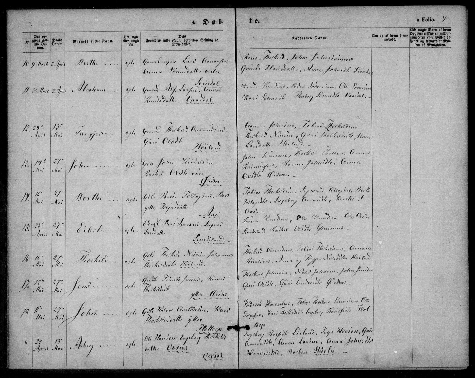 Bjelland sokneprestkontor, SAK/1111-0005/F/Fa/Fac/L0002: Parish register (official) no. A 2, 1866-1887, p. 4