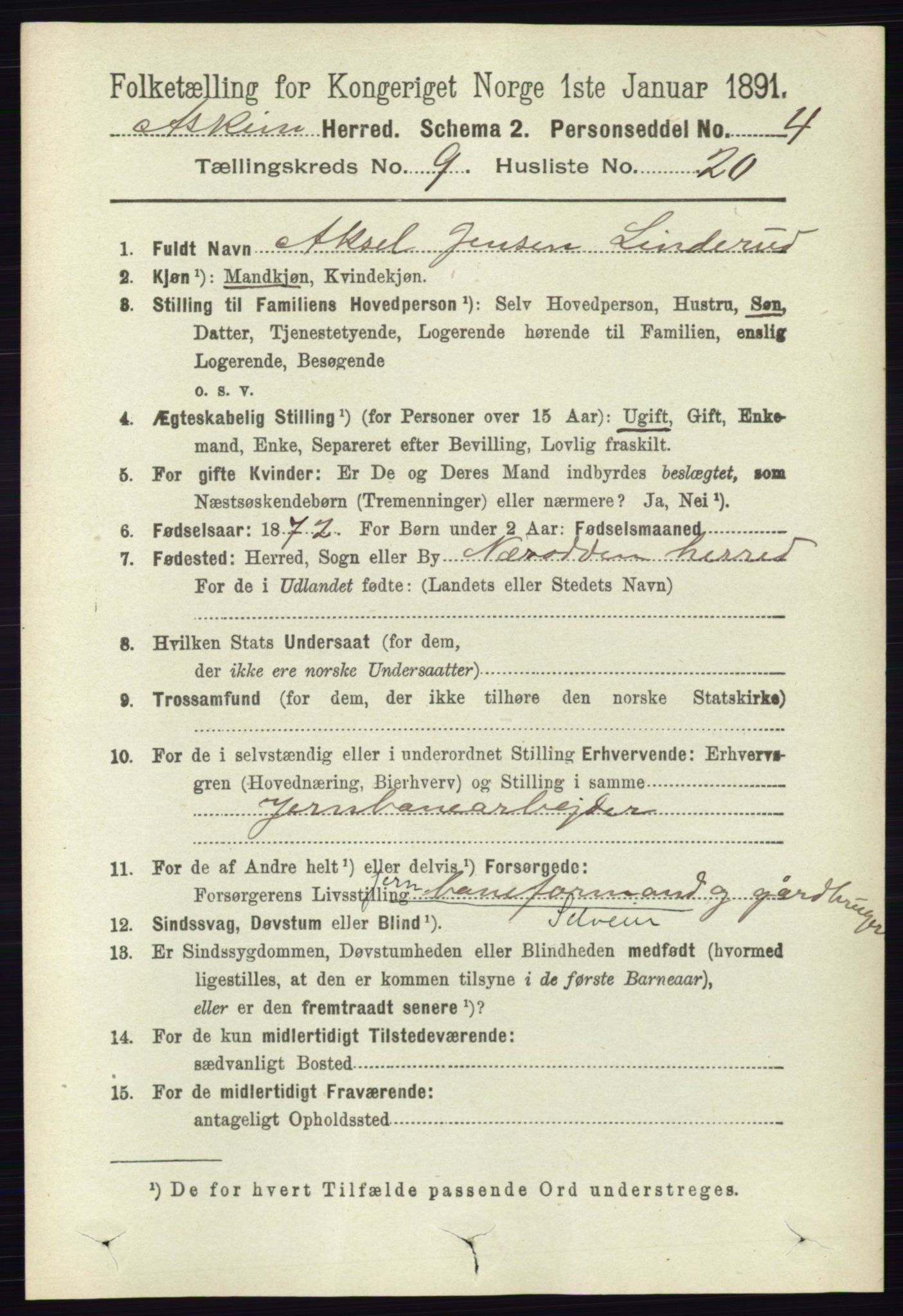 RA, 1891 census for 0124 Askim, 1891, p. 1575