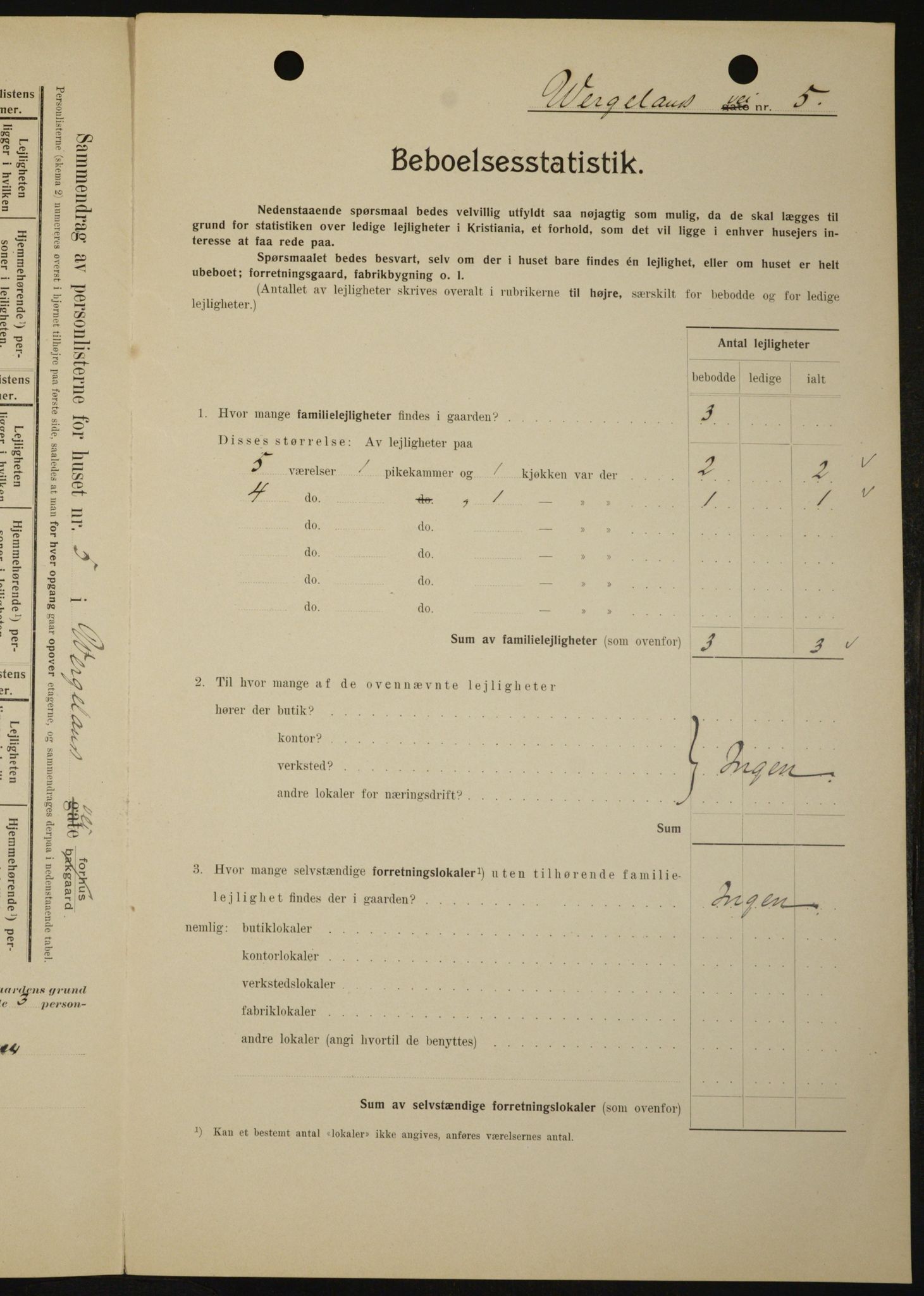 OBA, Municipal Census 1909 for Kristiania, 1909, p. 115989