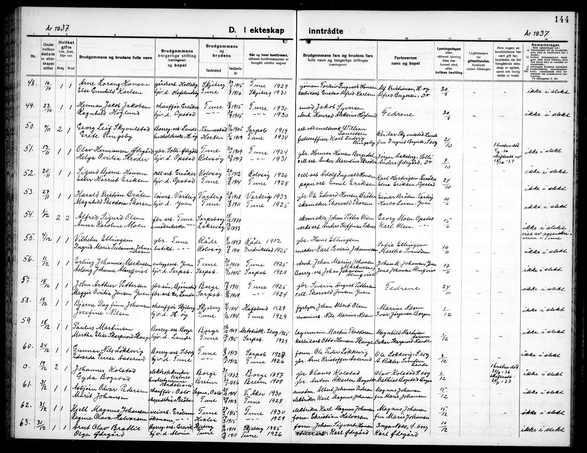 Tune prestekontor Kirkebøker, AV/SAO-A-2007/G/Ga/L0005: Parish register (copy) no. I 5, 1929-1939, p. 144