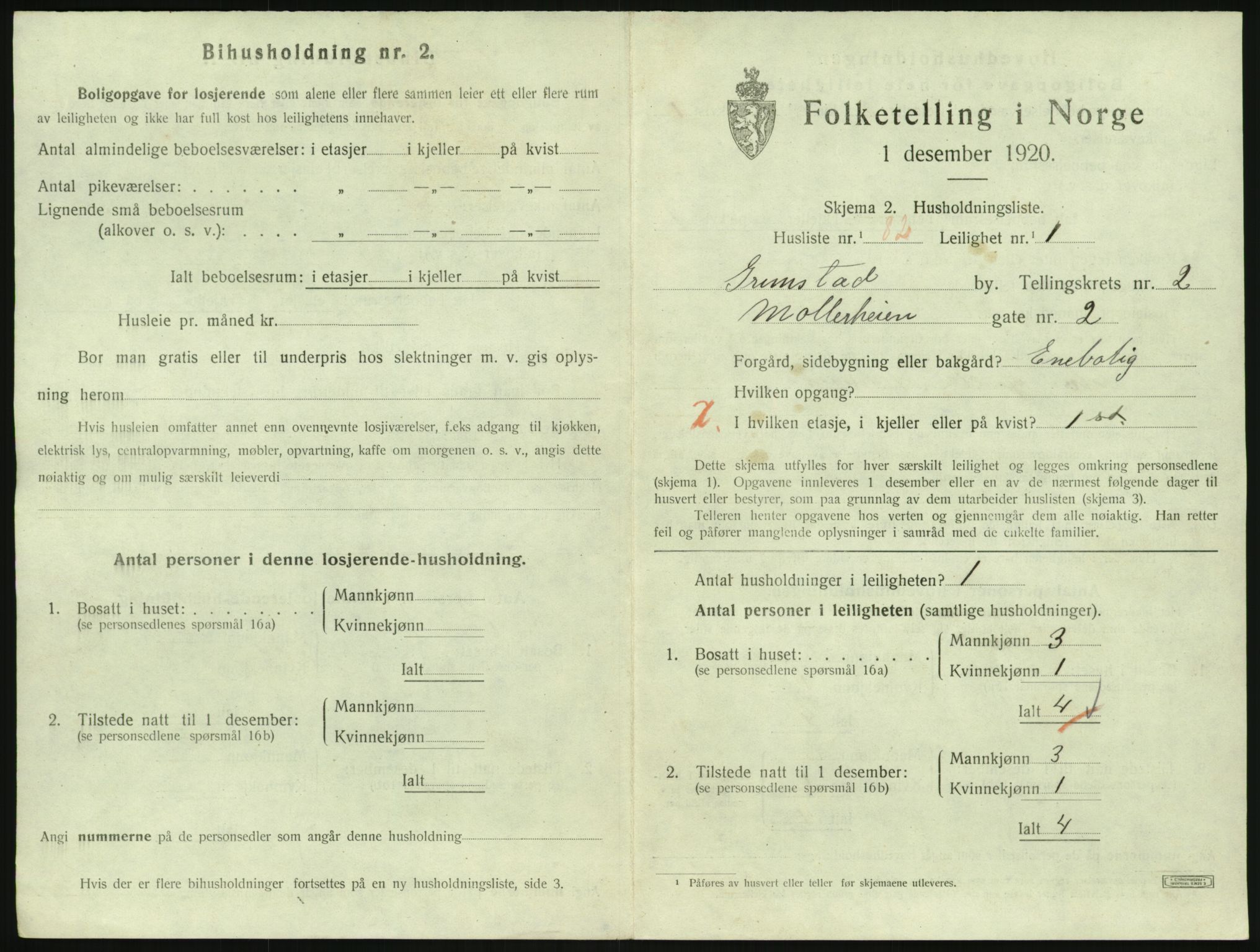 SAK, 1920 census for Grimstad, 1920, p. 1503