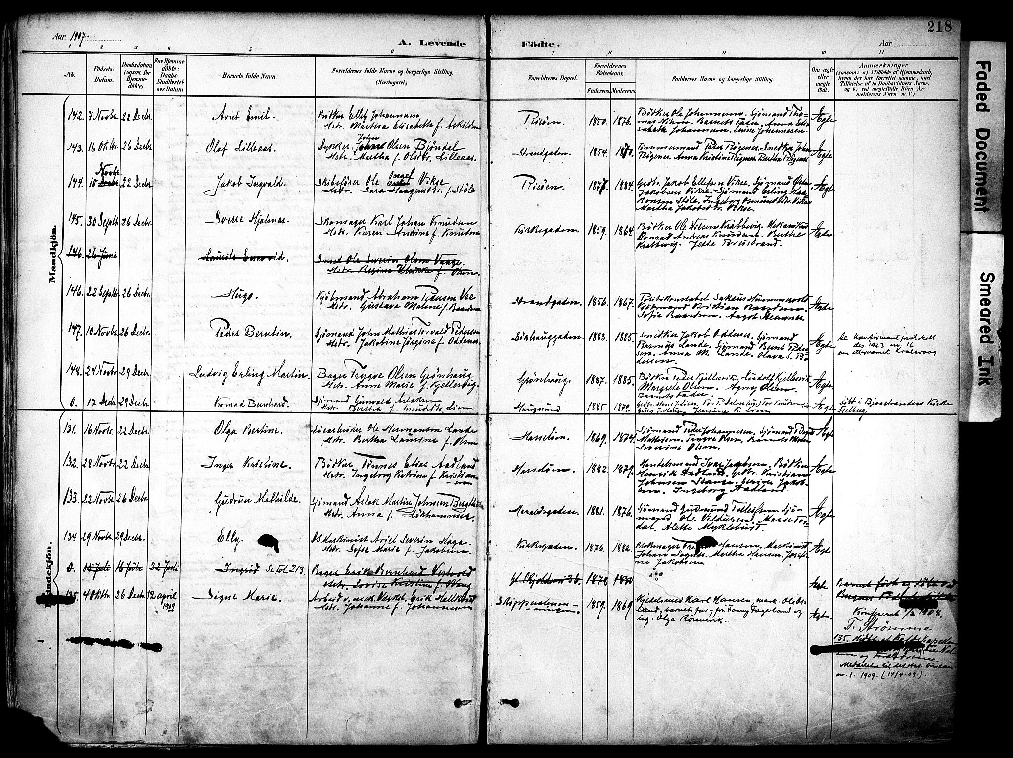 Haugesund sokneprestkontor, AV/SAST-A -101863/H/Ha/Haa/L0006: Parish register (official) no. A 6, 1891-1907, p. 218