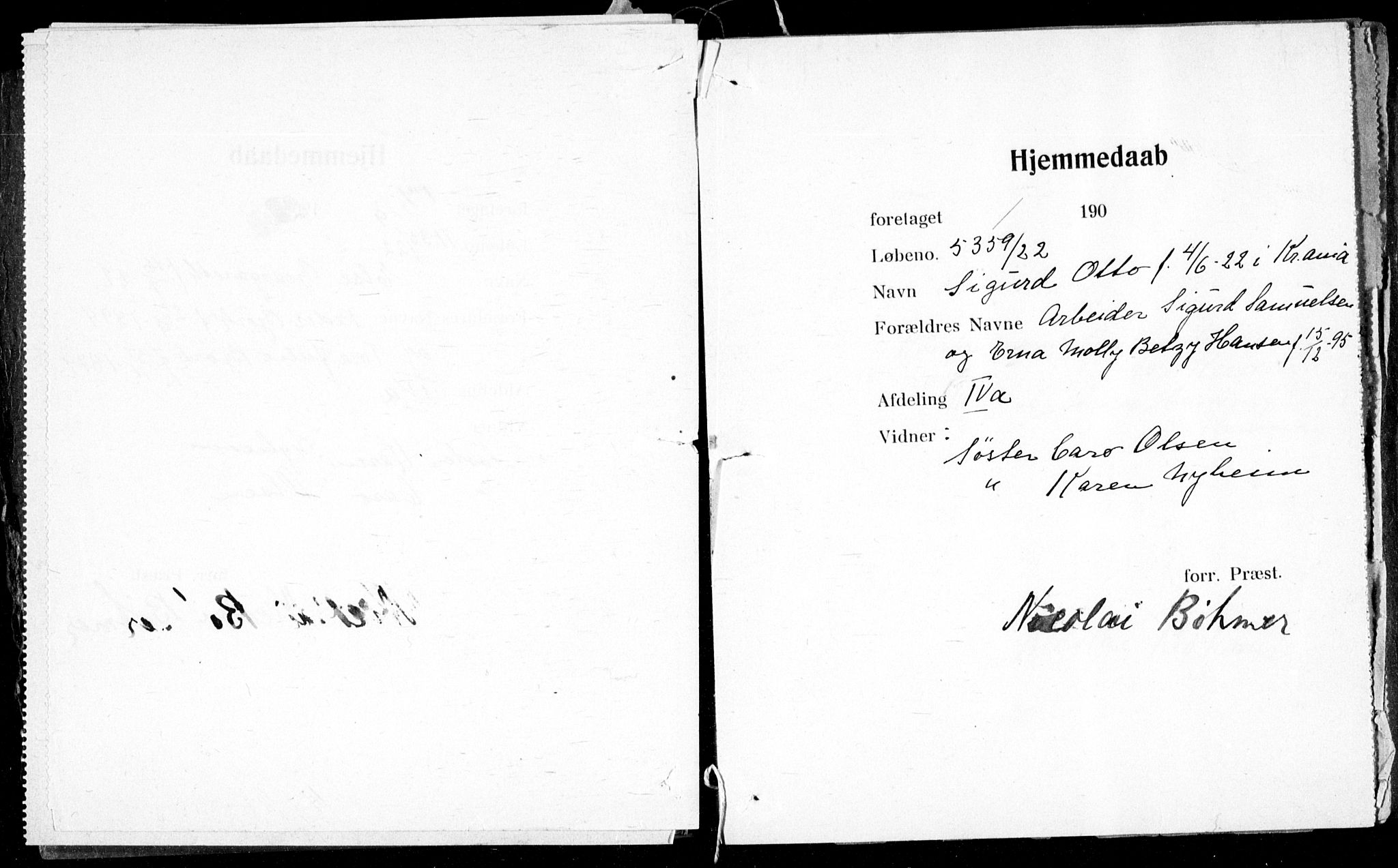 Ullevål sykehus prestekontor Kirkebøker, AV/SAO-A-10542a/K/Ka/L0002: Baptism register no. 2, 1907-1924