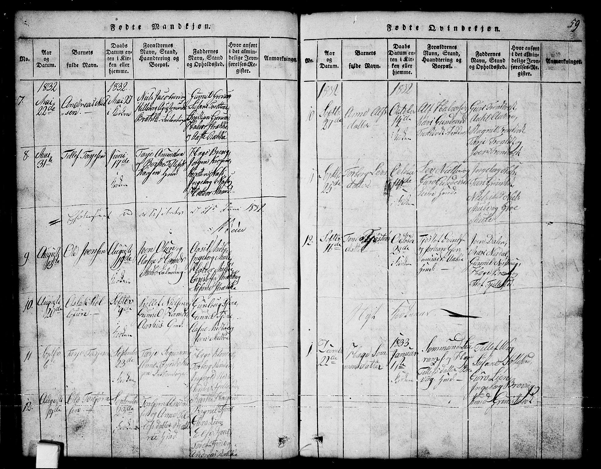 Nissedal kirkebøker, SAKO/A-288/G/Ga/L0001: Parish register (copy) no. I 1, 1814-1860, p. 59