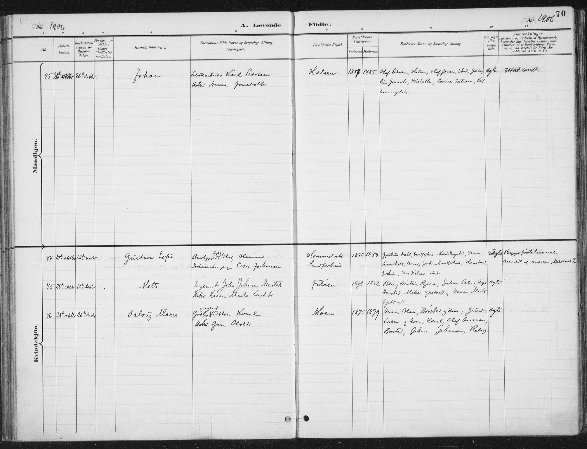 Ministerialprotokoller, klokkerbøker og fødselsregistre - Nord-Trøndelag, SAT/A-1458/709/L0082: Parish register (official) no. 709A22, 1896-1916, p. 70