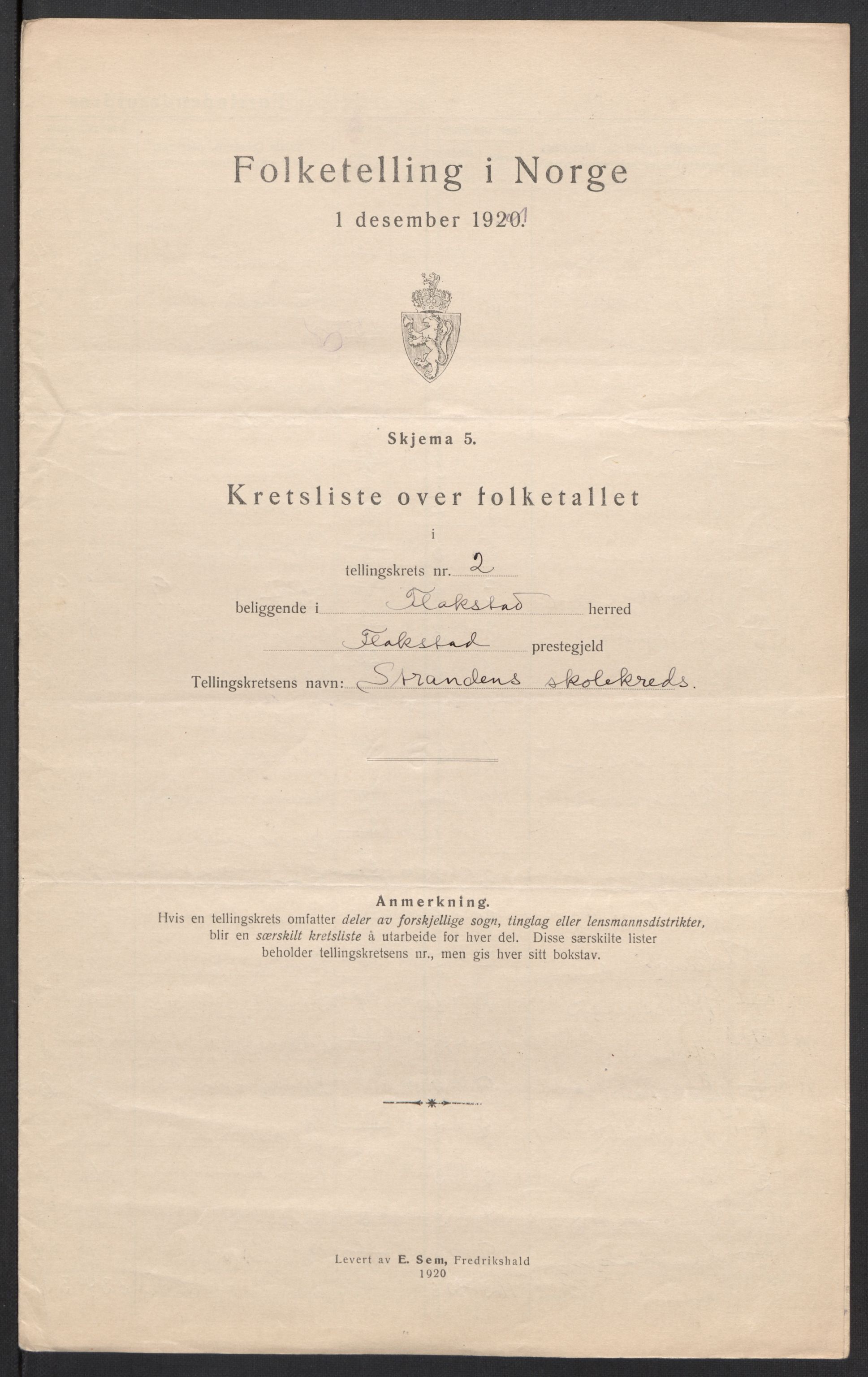 SAT, 1920 census for Flakstad, 1920, p. 11