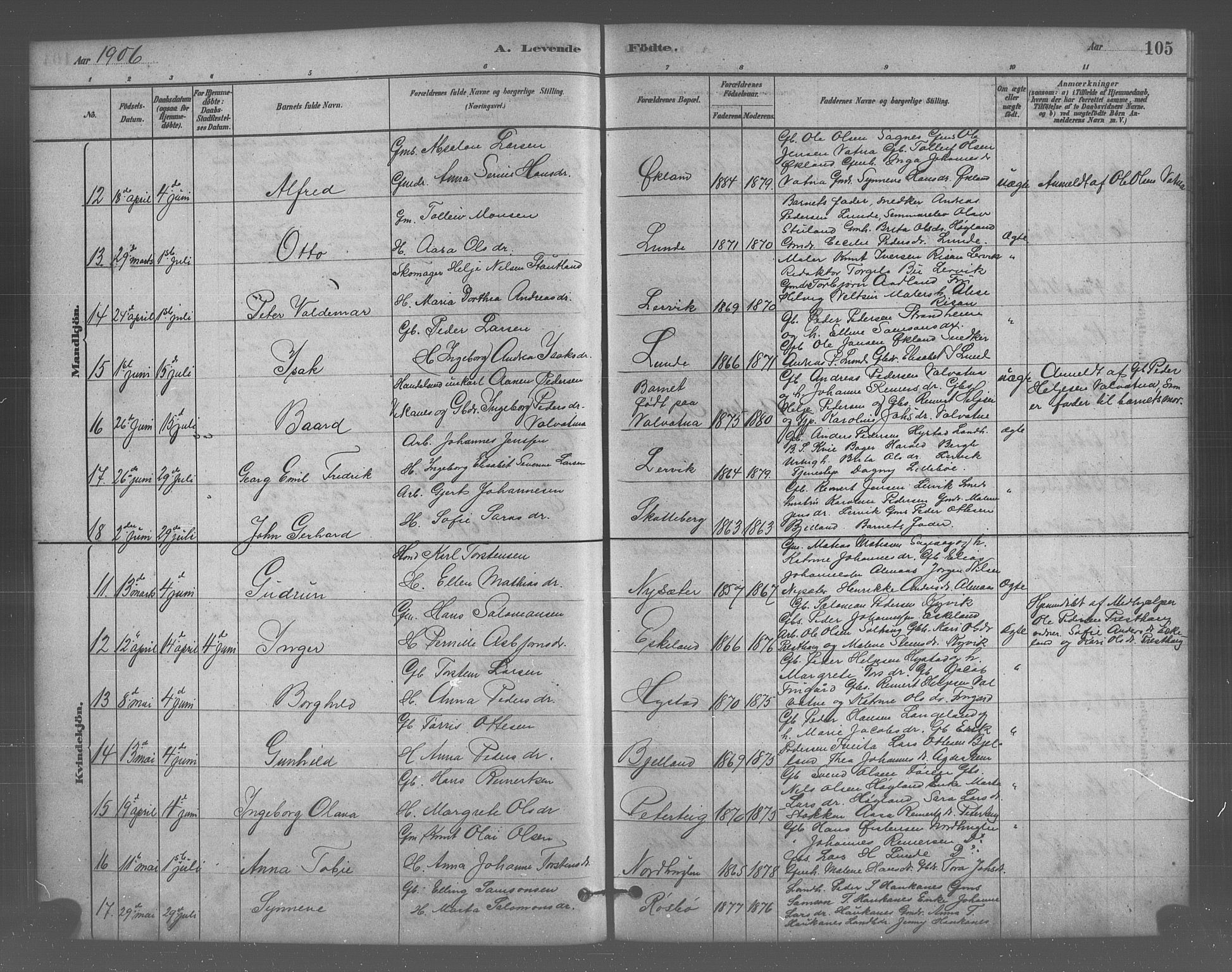 Stord sokneprestembete, AV/SAB-A-78201/H/Hab: Parish register (copy) no. A 2, 1879-1909, p. 105