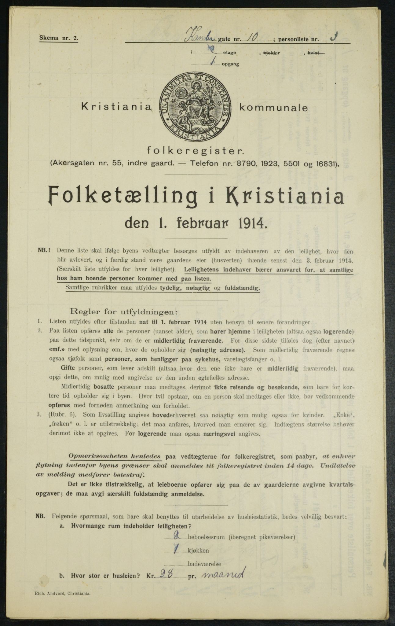 OBA, Municipal Census 1914 for Kristiania, 1914, p. 48103