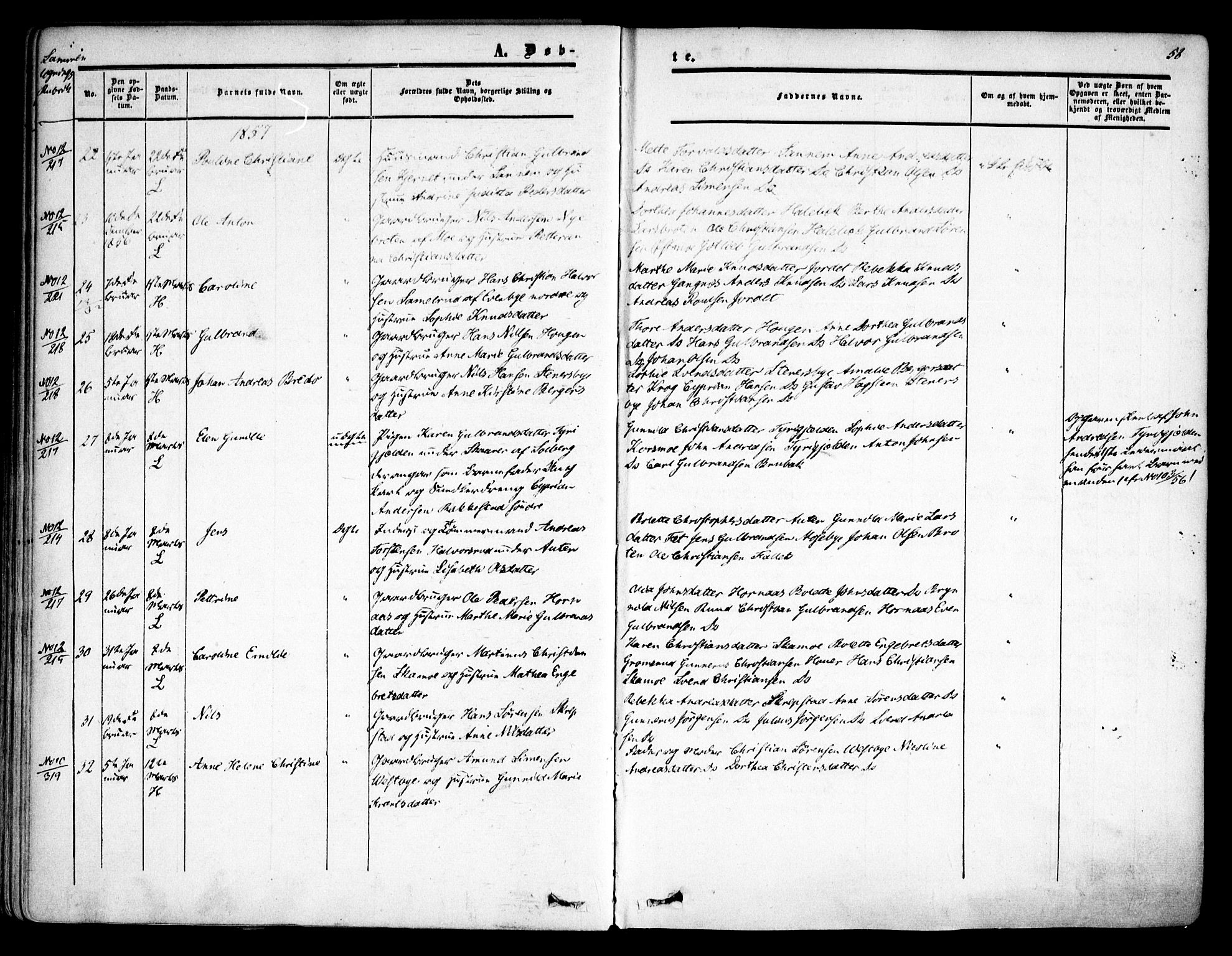 Høland prestekontor Kirkebøker, AV/SAO-A-10346a/F/Fa/L0010: Parish register (official) no. I 10, 1854-1861, p. 58