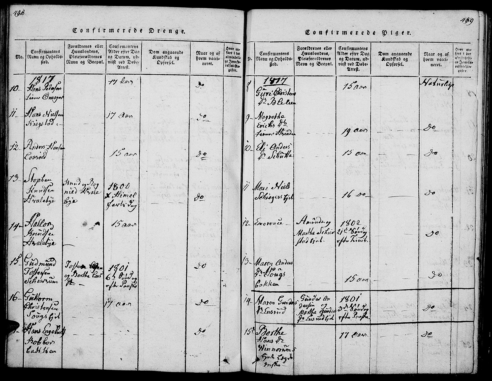 Gran prestekontor, SAH/PREST-112/H/Ha/Hab/L0001: Parish register (copy) no. 1, 1815-1824, p. 488-489