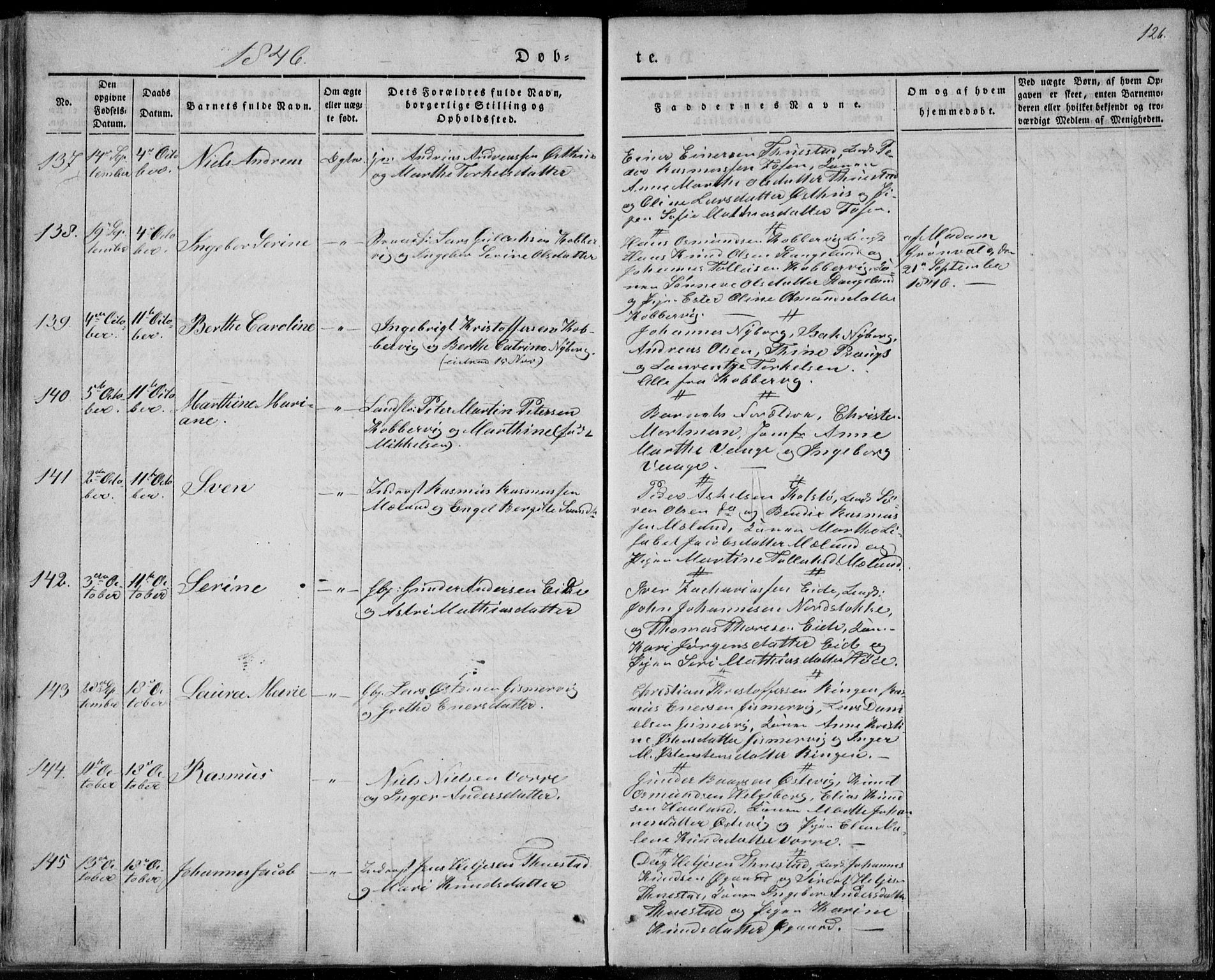 Avaldsnes sokneprestkontor, SAST/A -101851/H/Ha/Haa/L0006: Parish register (official) no. A 6, 1839-1847, p. 126