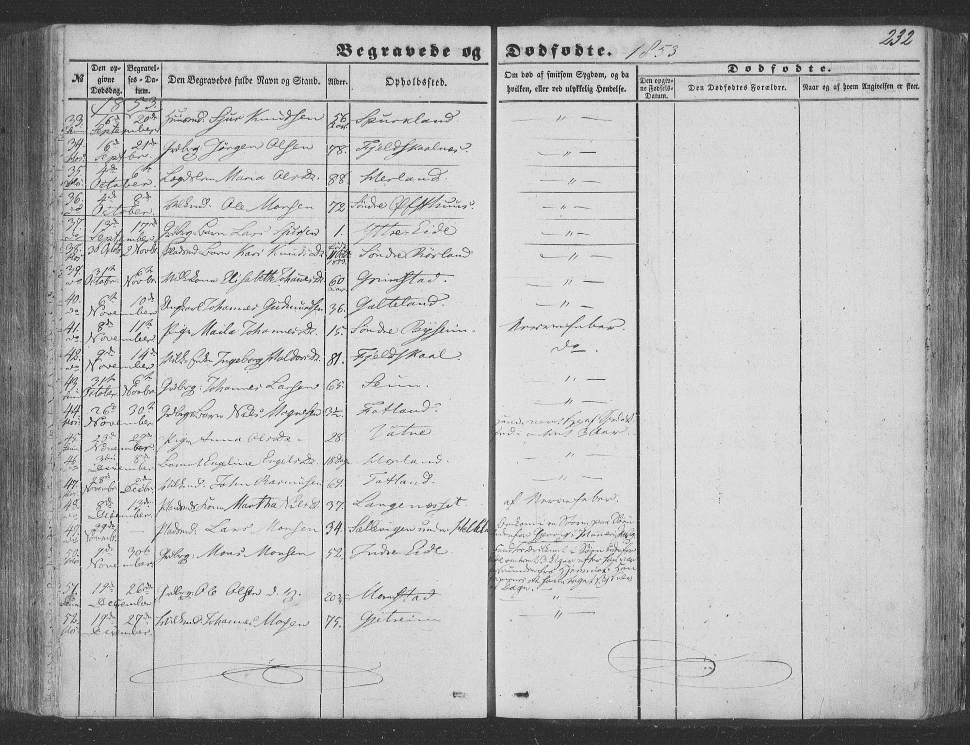 Hosanger sokneprestembete, SAB/A-75801/H/Haa: Parish register (official) no. A 8, 1849-1863, p. 232