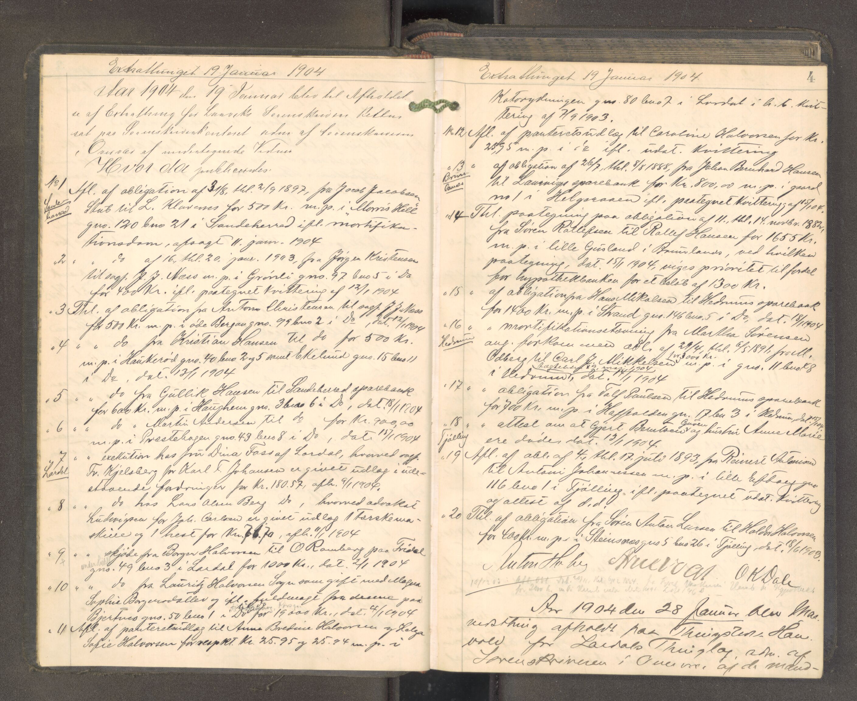 Larvik sorenskriveri, AV/SAKO-A-83/F/Fa/L0057: Tingbok, 1904-1905, p. 3b-4a