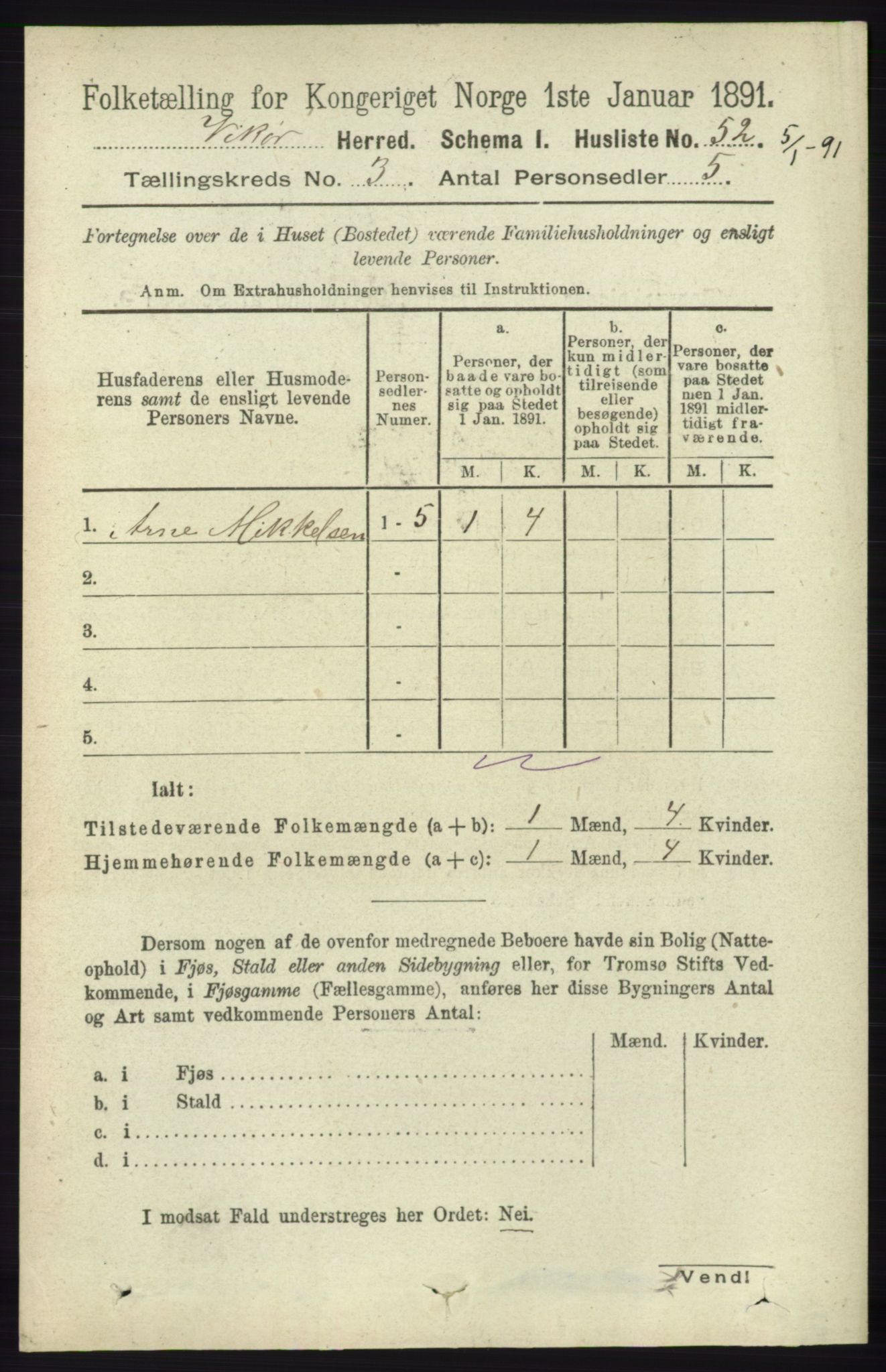 RA, 1891 census for 1238 Vikør, 1891, p. 744