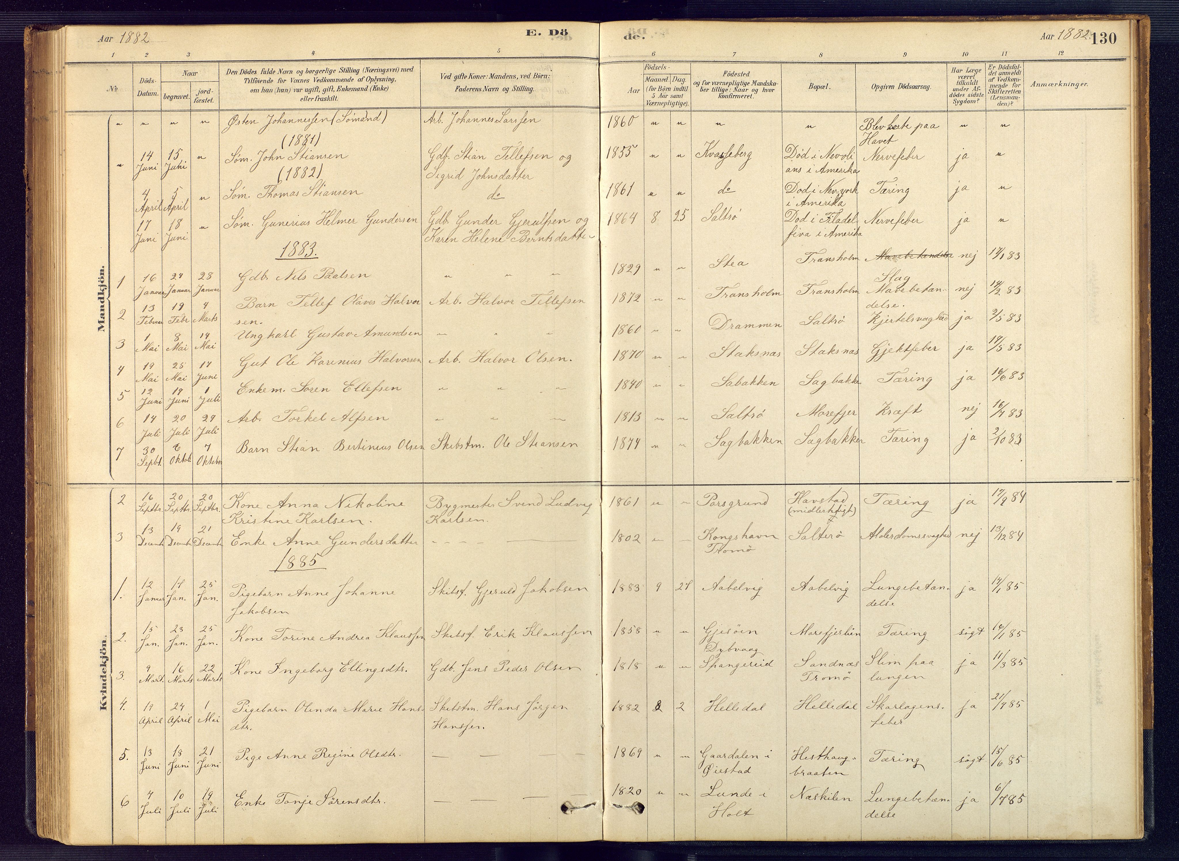 Austre Moland sokneprestkontor, AV/SAK-1111-0001/F/Fb/Fbb/L0001: Parish register (copy) no. B 1, 1878-1904, p. 130