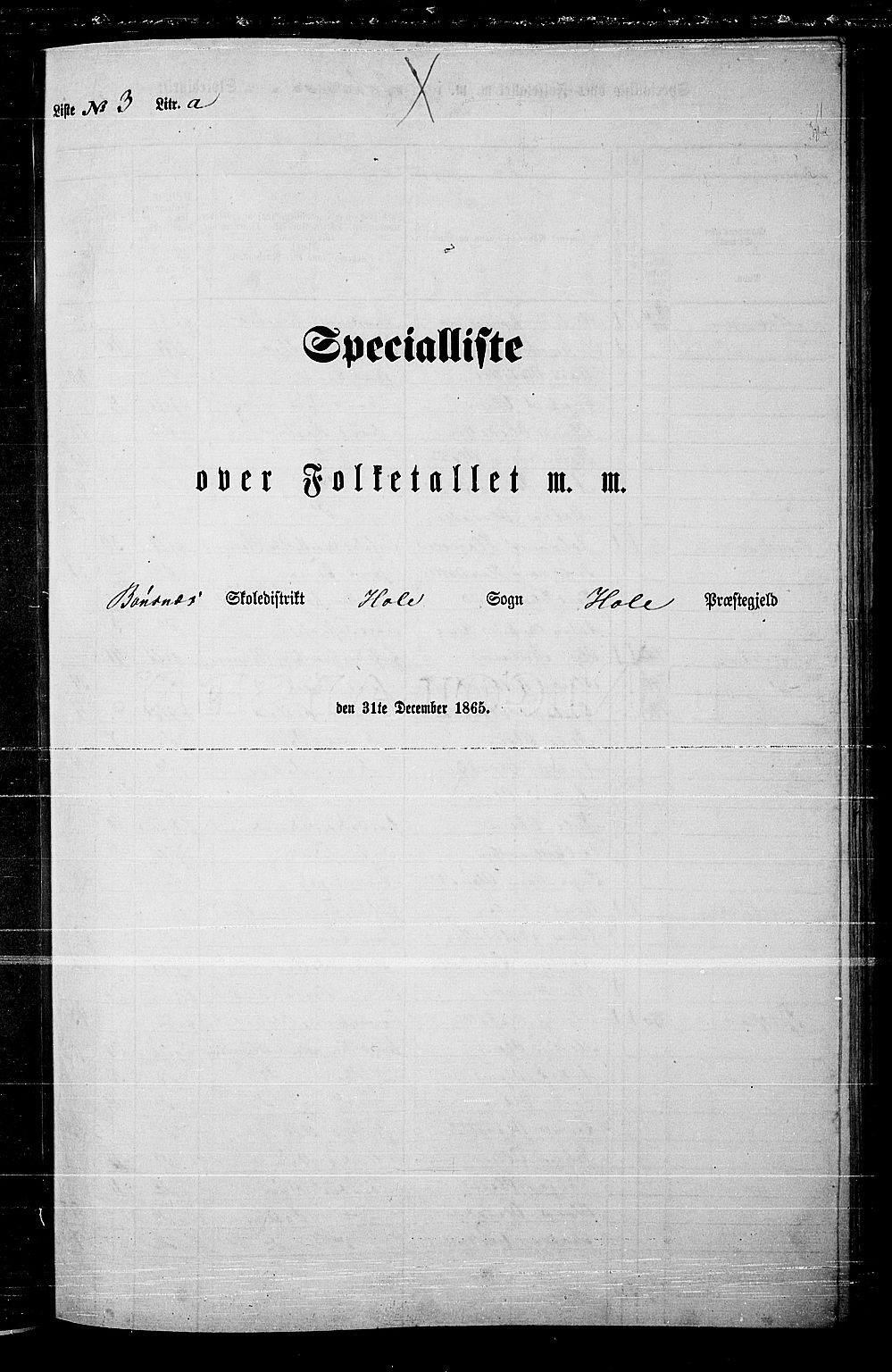 RA, 1865 census for Hole, 1865, p. 70