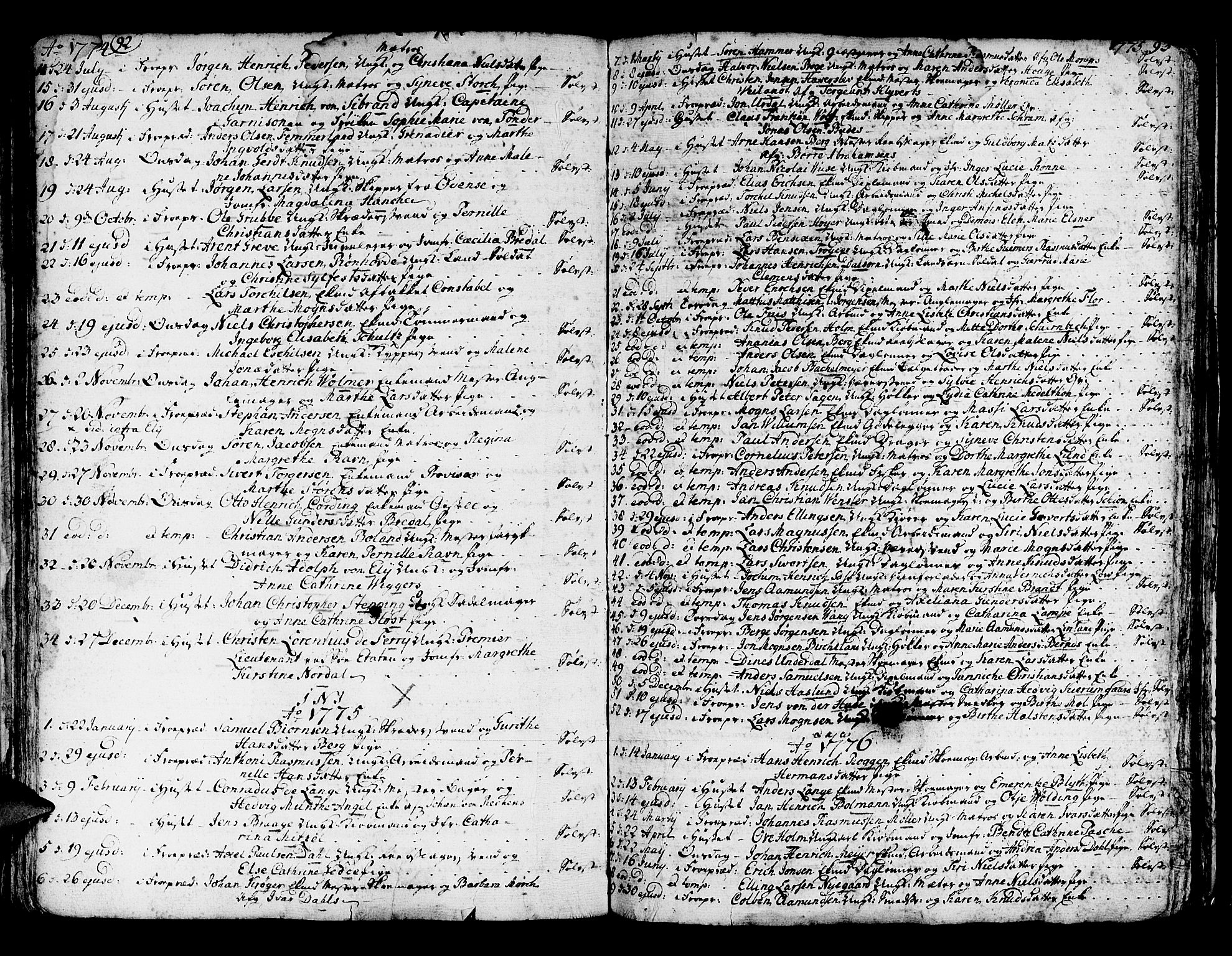Domkirken sokneprestembete, SAB/A-74801/H/Haa/L0007: Parish register (official) no. A 7, 1725-1826, p. 92-93