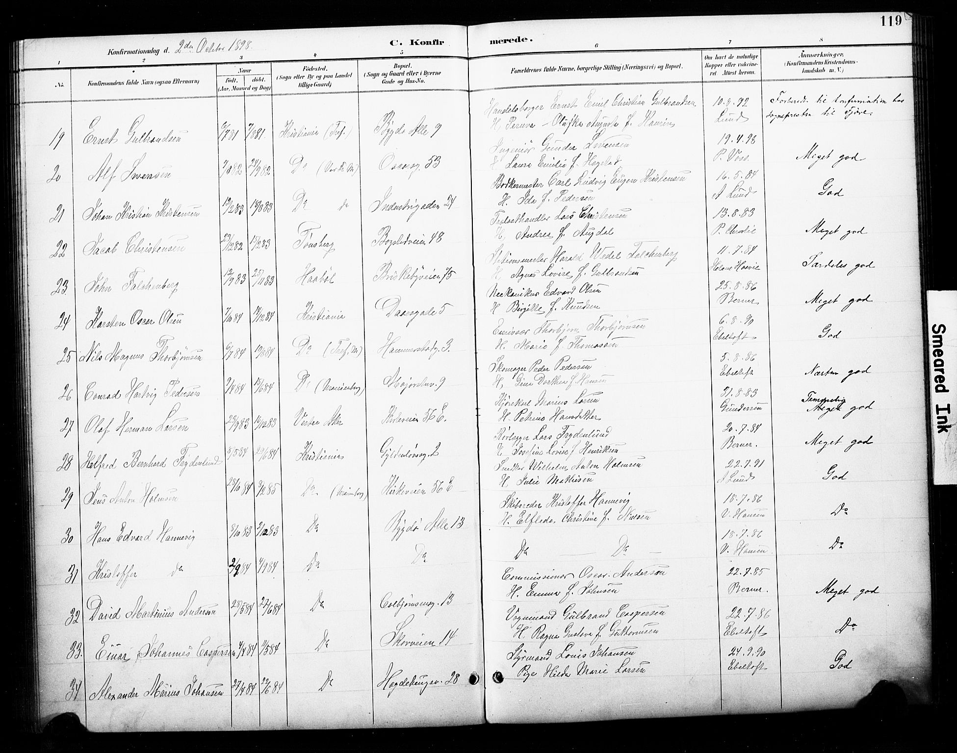 Uranienborg prestekontor Kirkebøker, SAO/A-10877/F/Fa/L0003: Parish register (official) no. 3, 1890-1904, p. 119