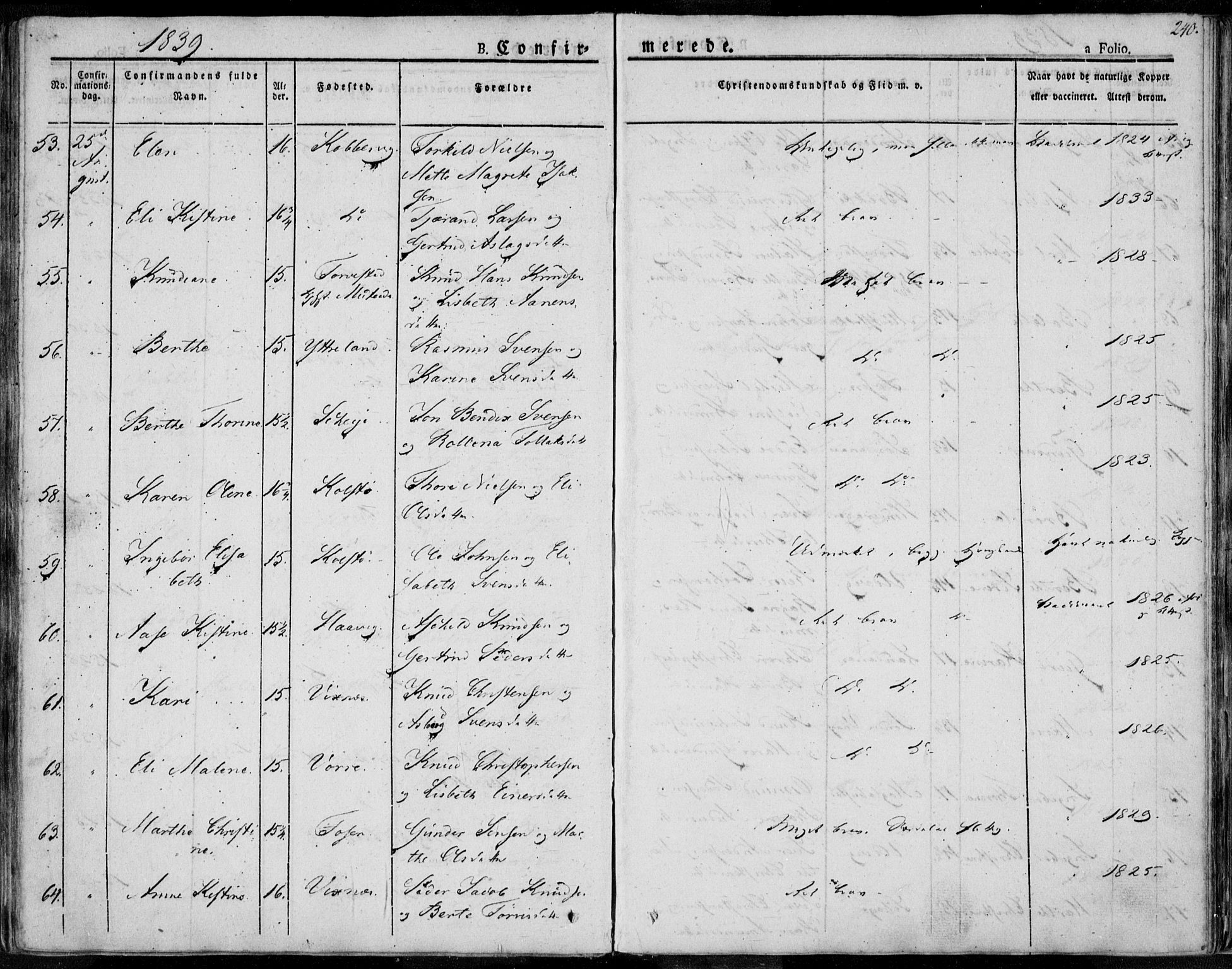 Avaldsnes sokneprestkontor, AV/SAST-A -101851/H/Ha/Haa/L0005: Parish register (official) no. A 5.1, 1825-1841, p. 240