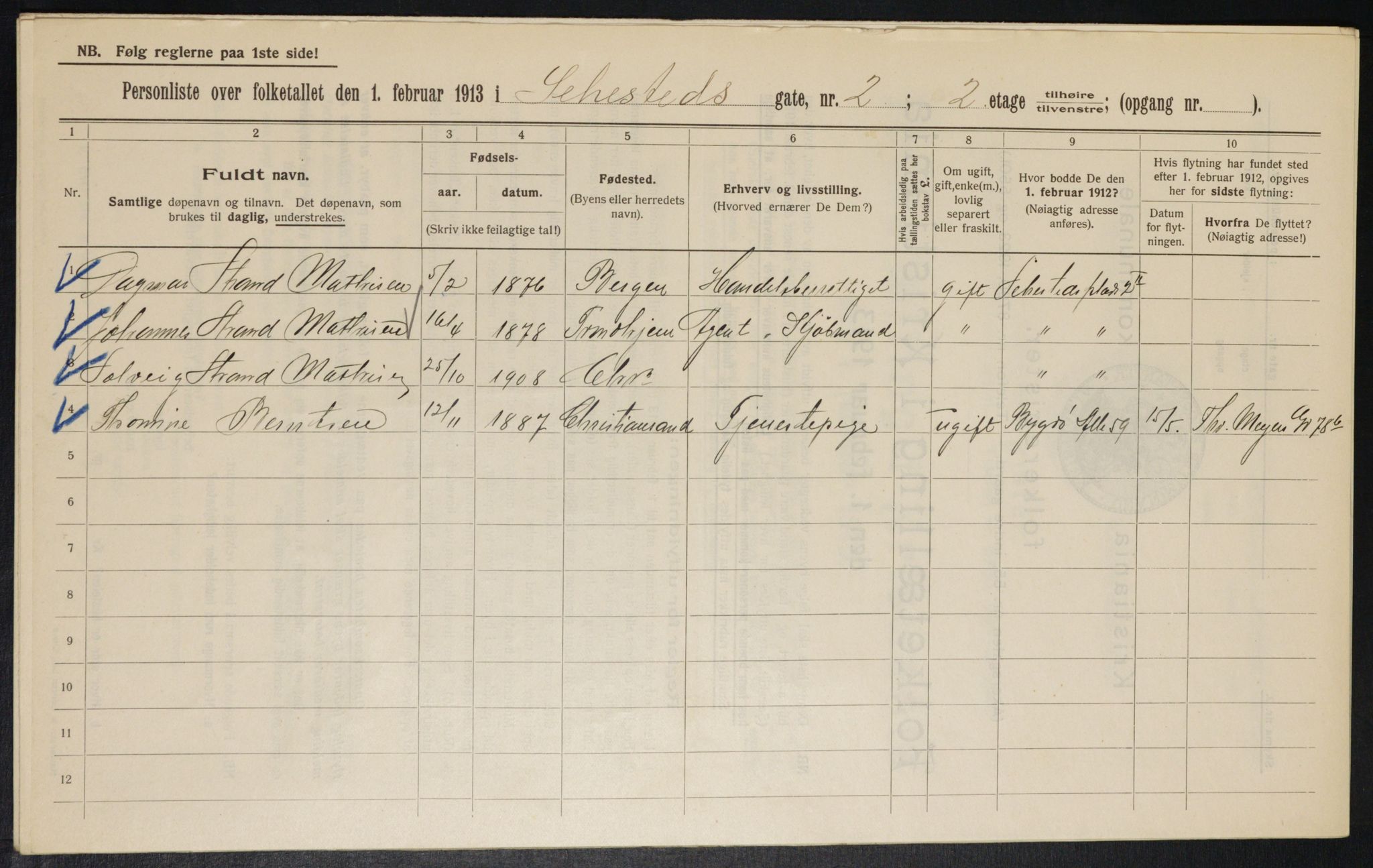 OBA, Municipal Census 1913 for Kristiania, 1913, p. 93743