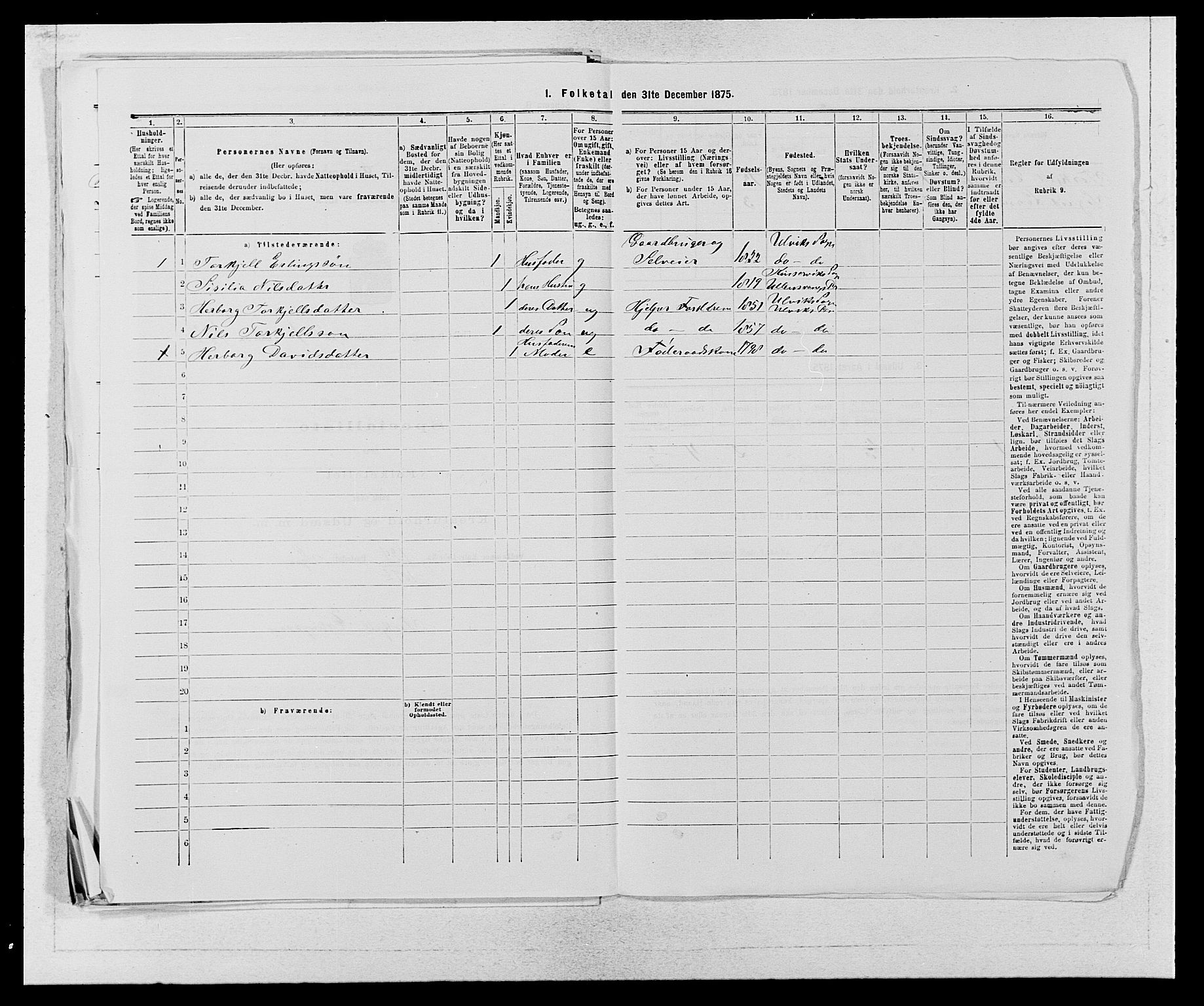 SAB, 1875 census for 1233P Ulvik, 1875, p. 294