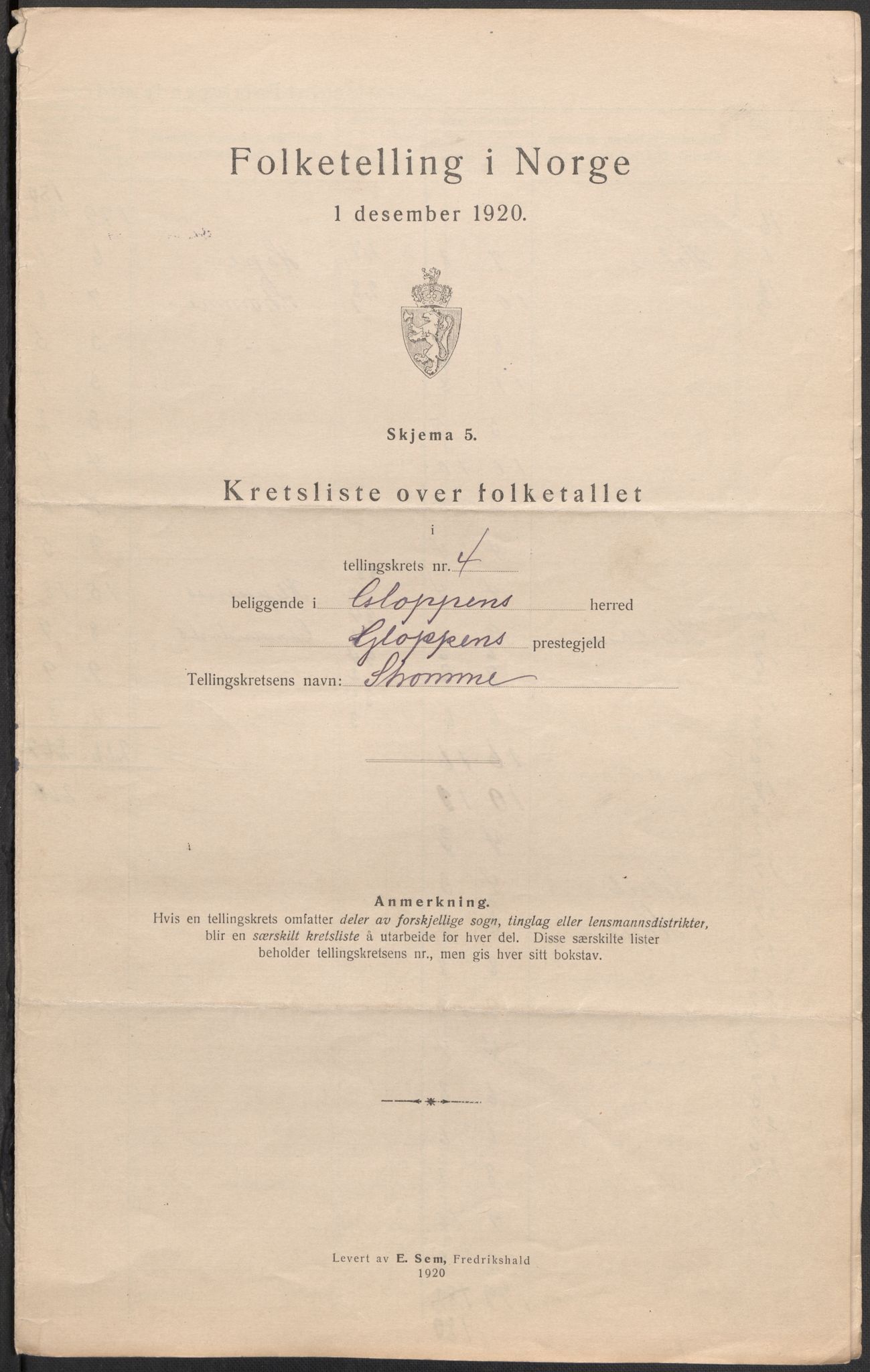 SAB, 1920 census for Gloppen, 1920, p. 15