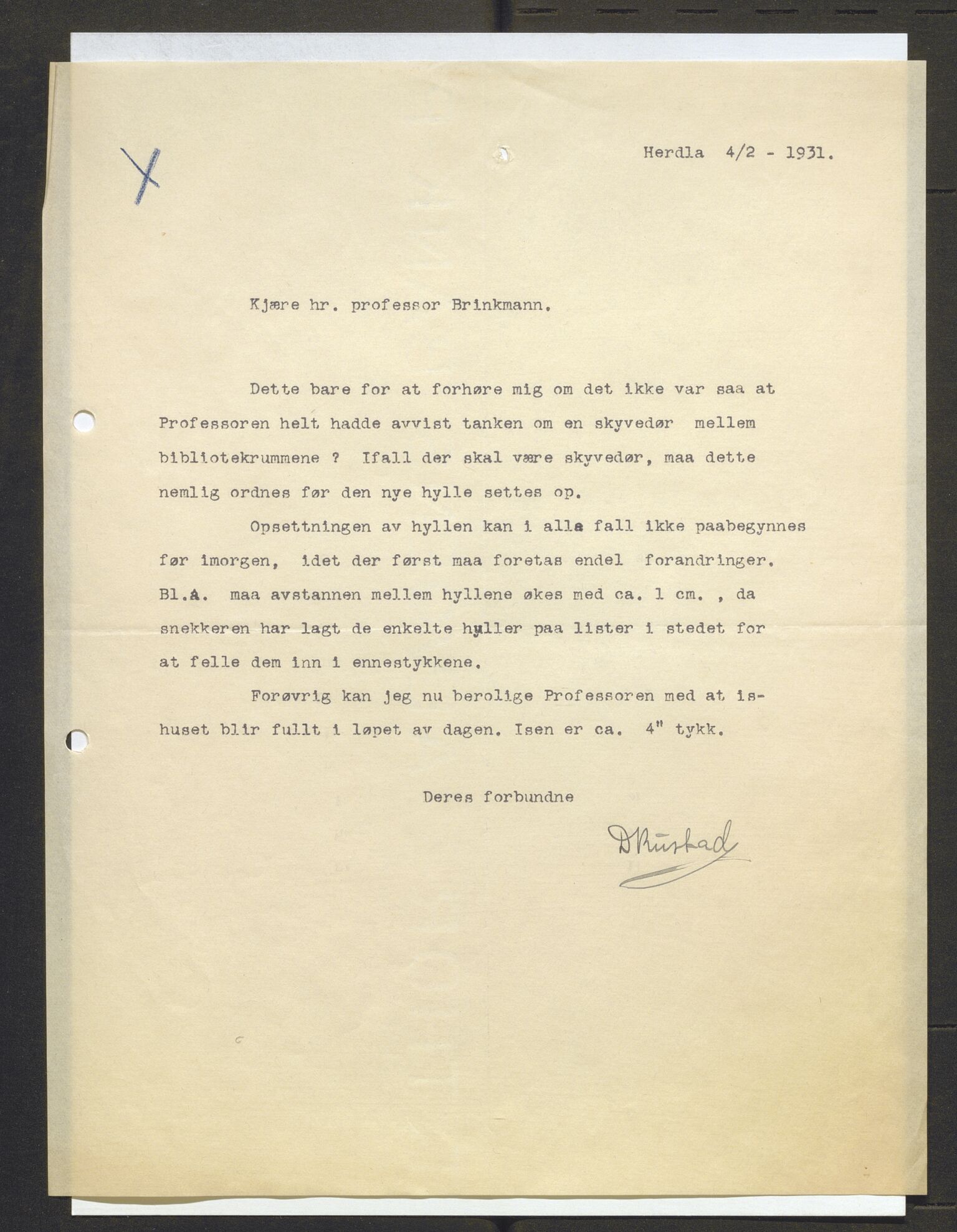 Bergens Museum, AV/SAB-A-17301/13/D/L0002: Korrespondanse , 1928-1940, p. 224