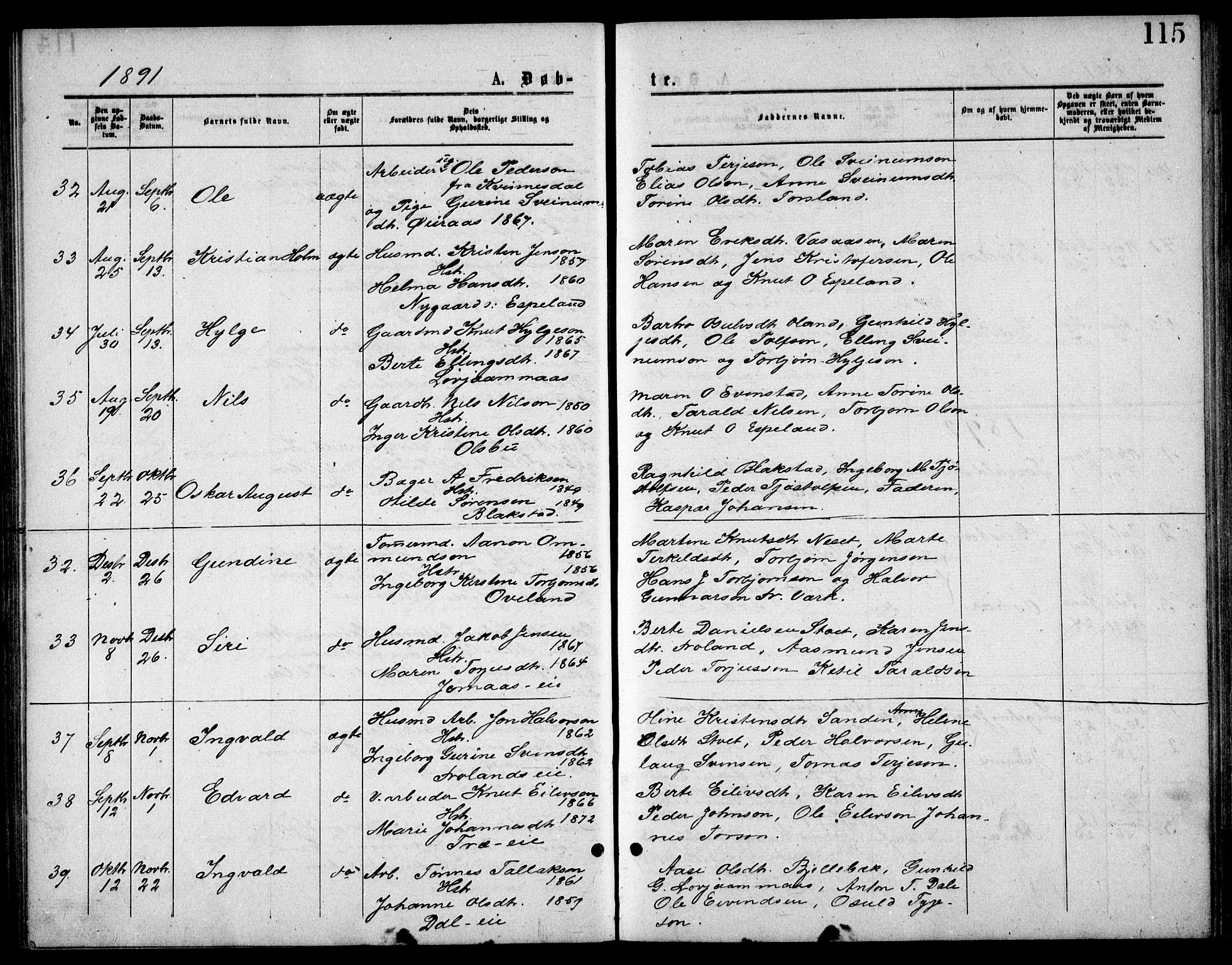 Froland sokneprestkontor, SAK/1111-0013/F/Fb/L0009: Parish register (copy) no. B 9, 1875-1893, p. 115