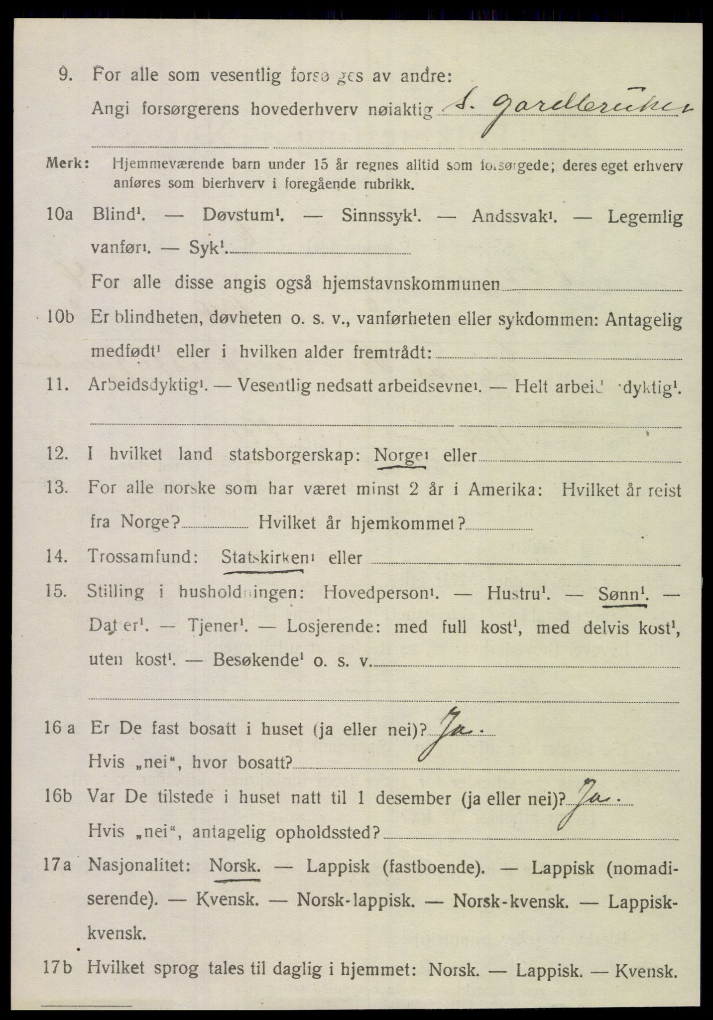 SAT, 1920 census for Korgen, 1920, p. 2079