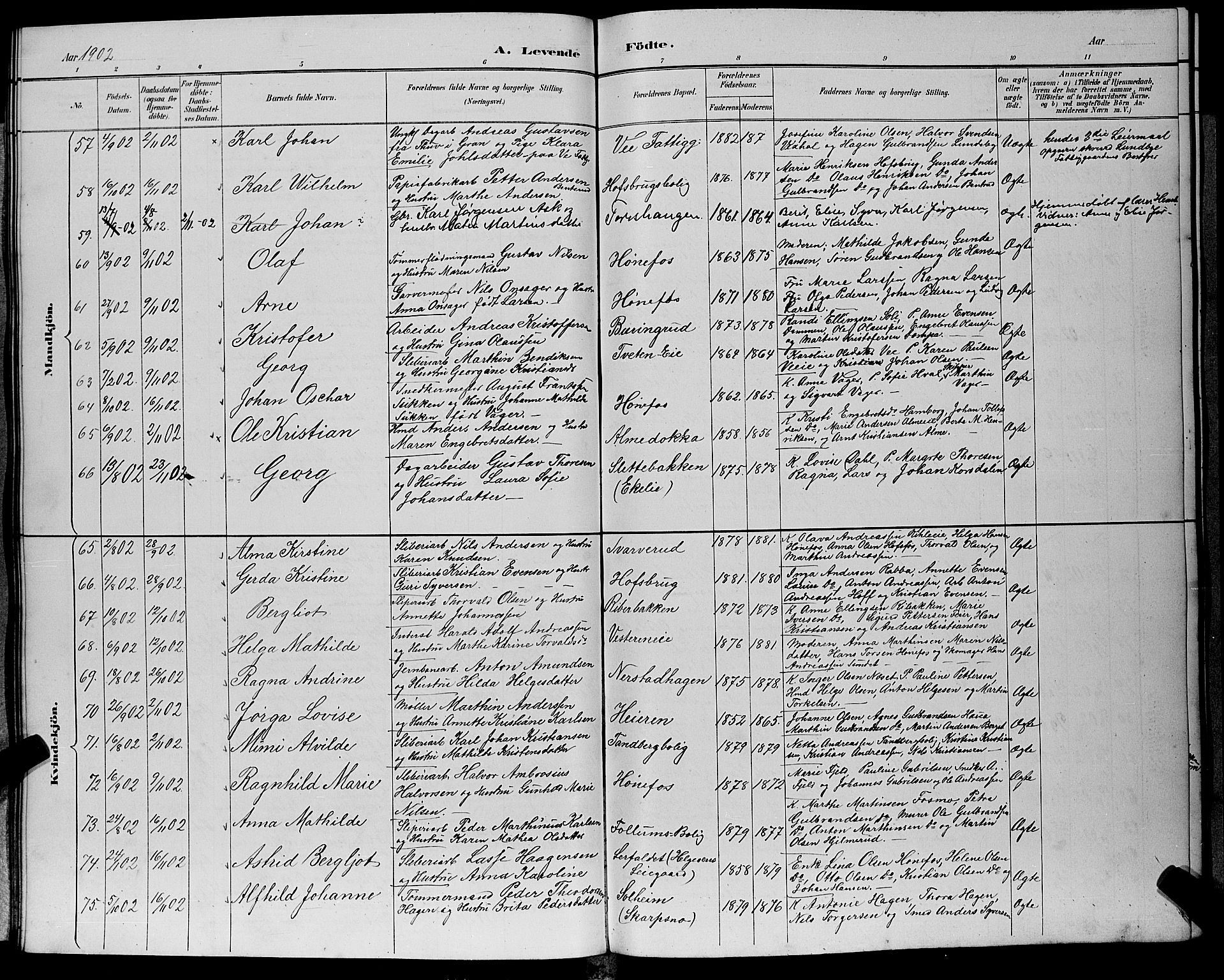 Hønefoss kirkebøker, AV/SAKO-A-609/G/Ga/L0002: Parish register (copy) no. 2, 1888-1904