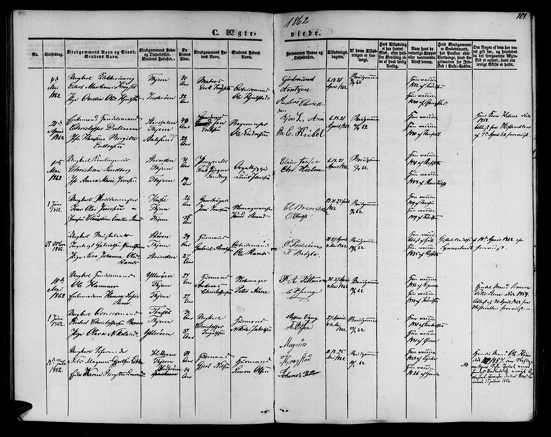 Ministerialprotokoller, klokkerbøker og fødselsregistre - Sør-Trøndelag, SAT/A-1456/602/L0111: Parish register (official) no. 602A09, 1844-1867, p. 101