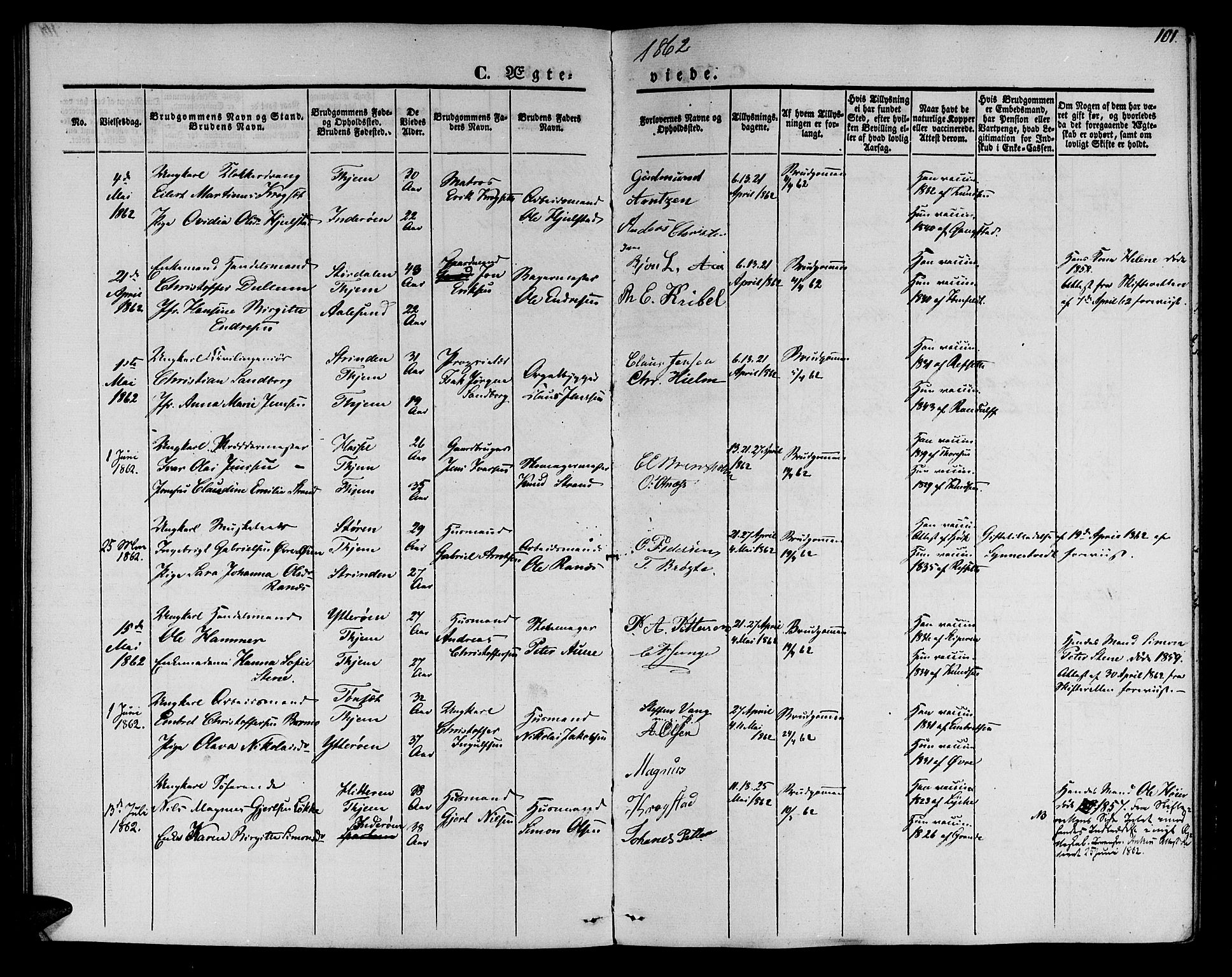 Ministerialprotokoller, klokkerbøker og fødselsregistre - Sør-Trøndelag, AV/SAT-A-1456/602/L0111: Parish register (official) no. 602A09, 1844-1867, p. 101