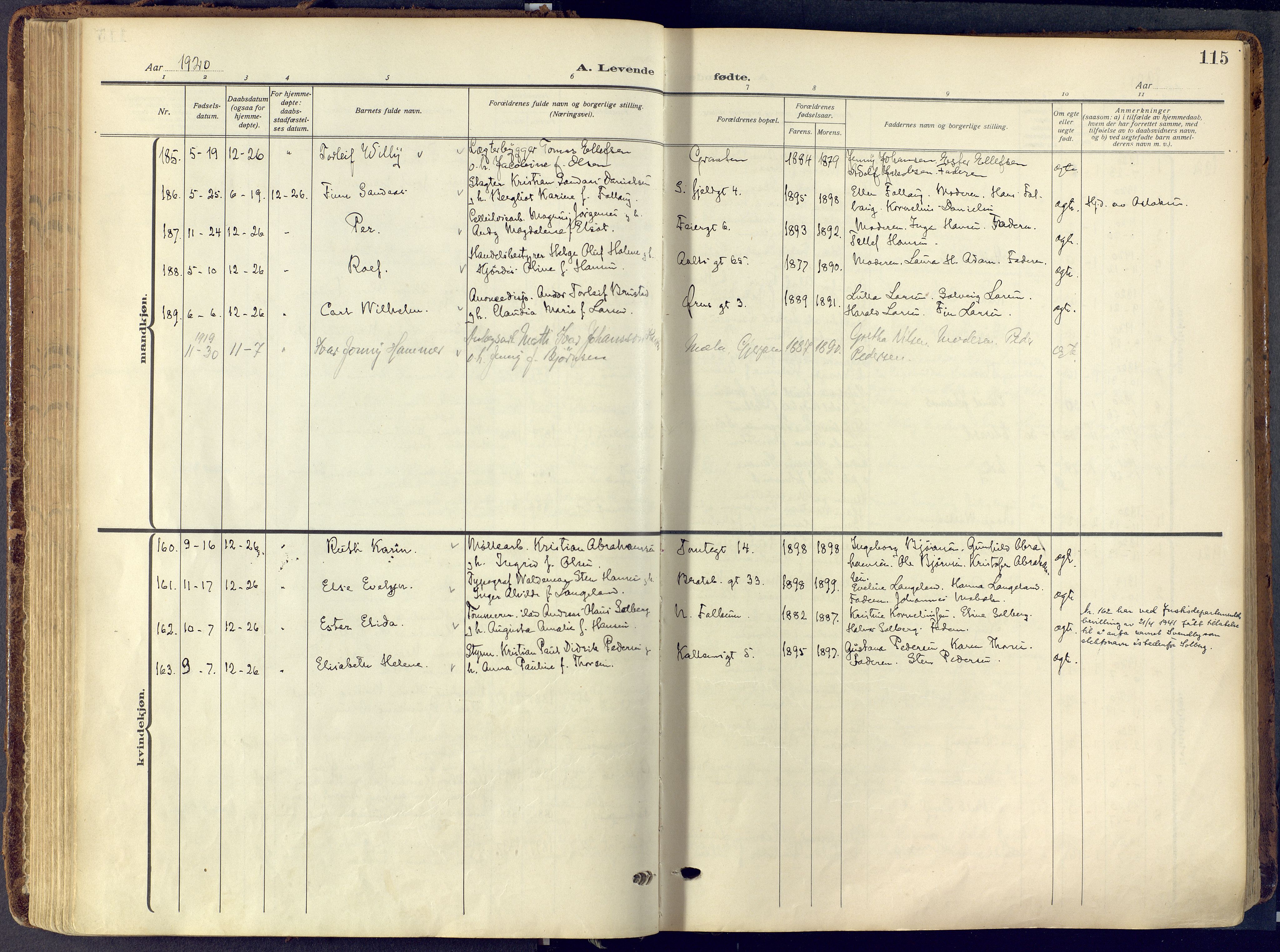 Skien kirkebøker, AV/SAKO-A-302/F/Fa/L0013: Parish register (official) no. 13, 1915-1921, p. 115