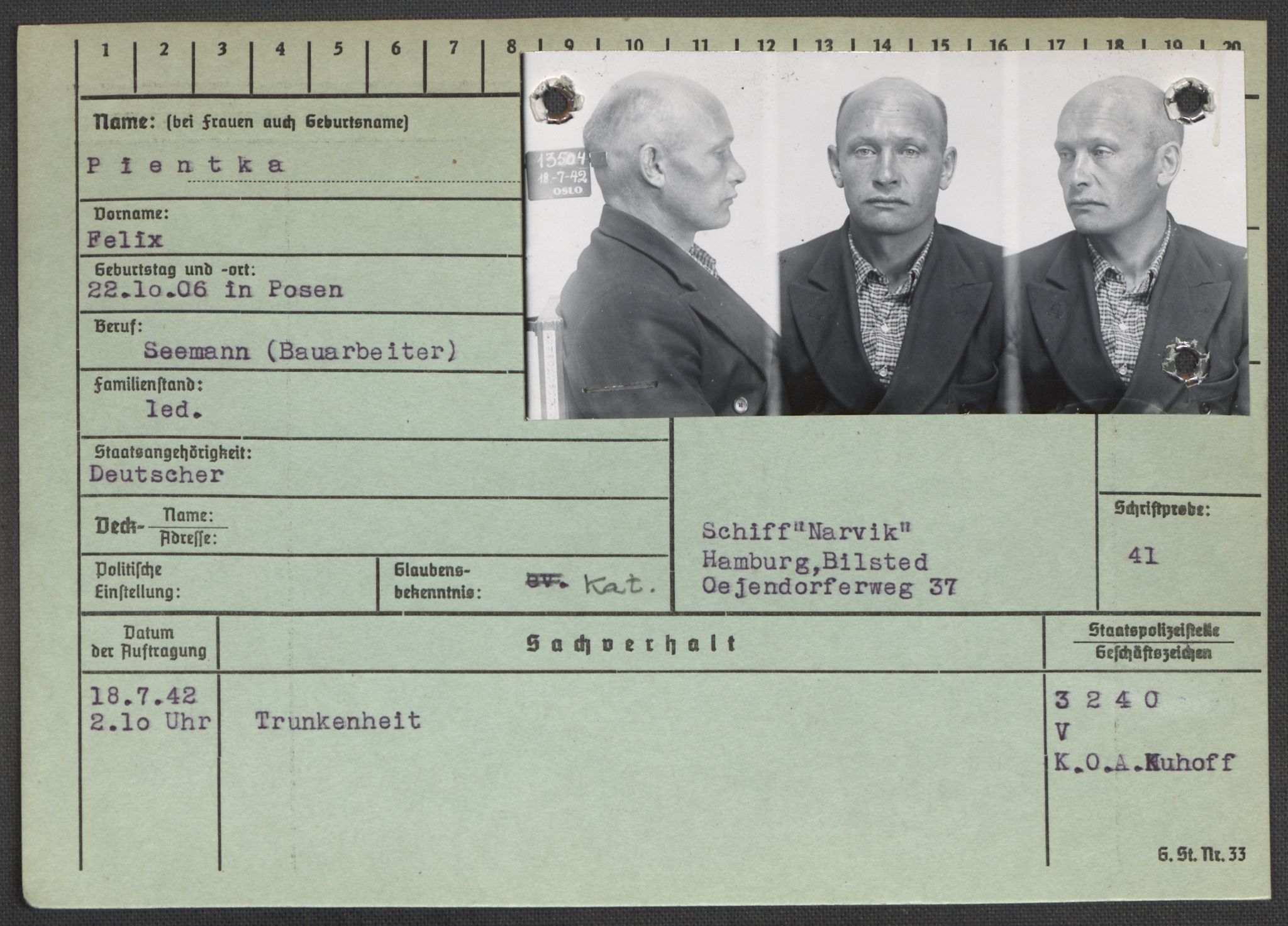Befehlshaber der Sicherheitspolizei und des SD, RA/RAFA-5969/E/Ea/Eaa/L0008: Register over norske fanger i Møllergata 19: Oelze-Ru, 1940-1945, p. 890